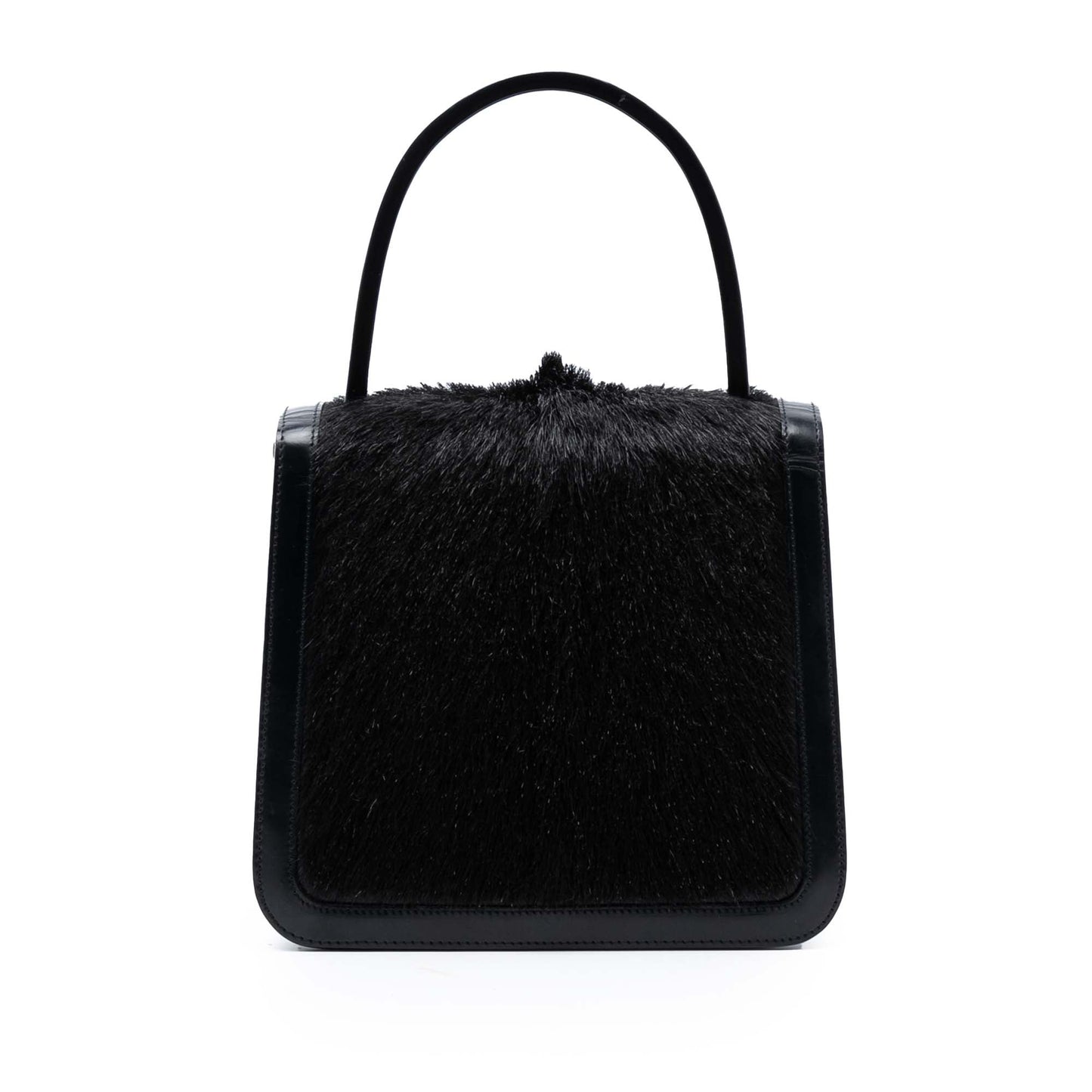 Celine Leather Trimmed Pony Hair Acrylic Top Handle Bag