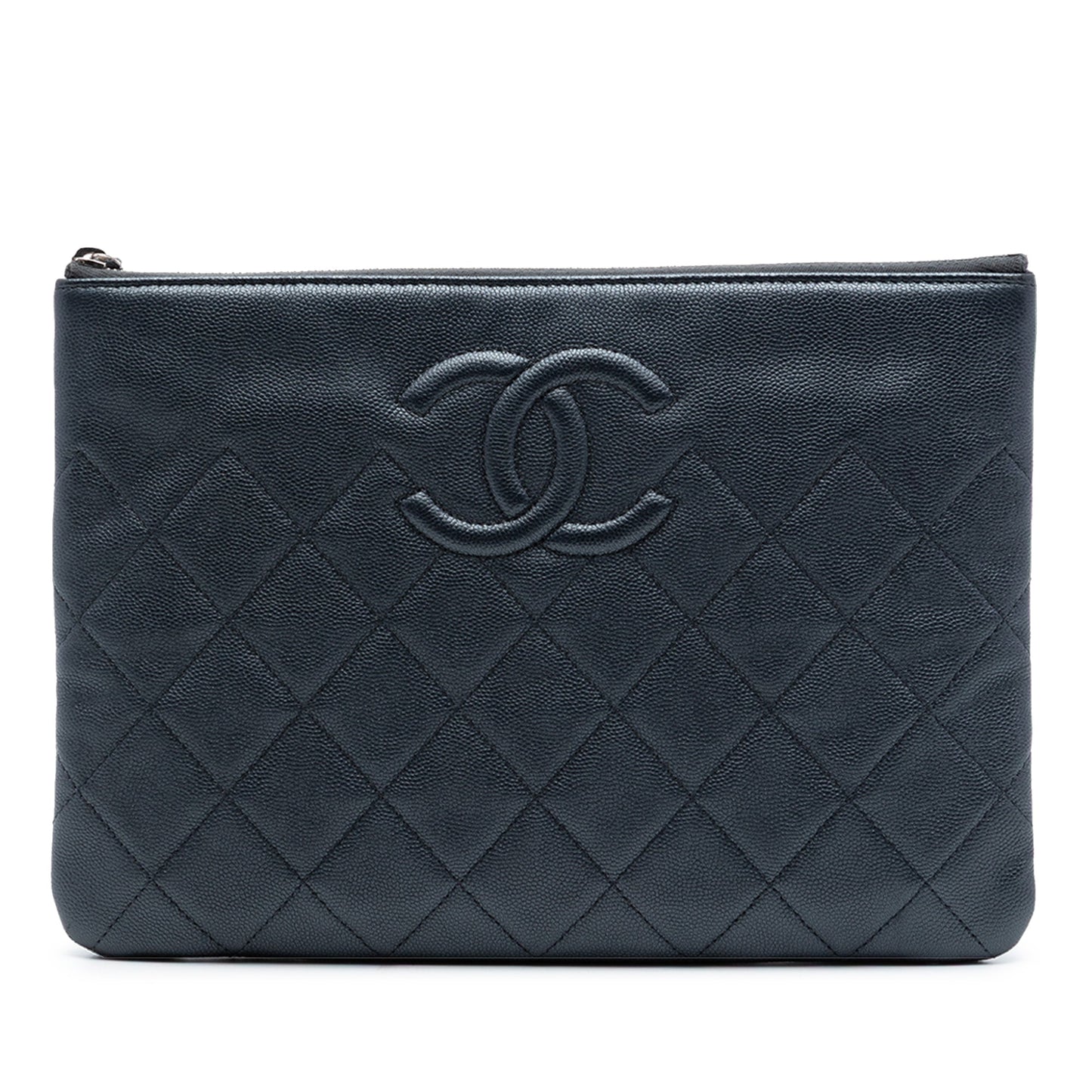 Chanel Medium CC Quilted Caviar O Case Clutch
