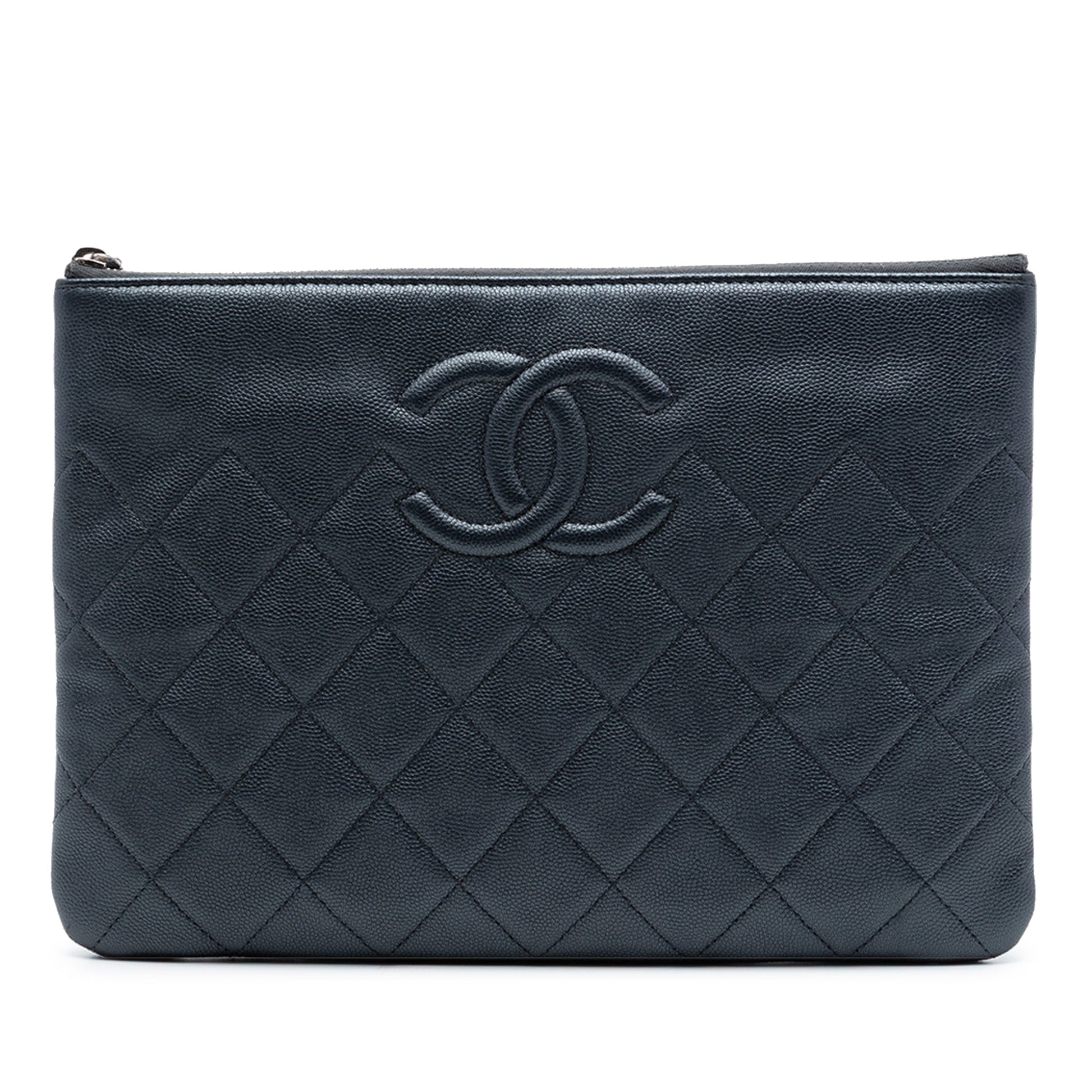 Chanel Medium CC Quilted Caviar O Case Clutch