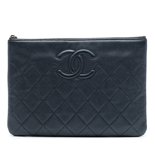 Chanel Medium CC Quilted Caviar O Case Clutch