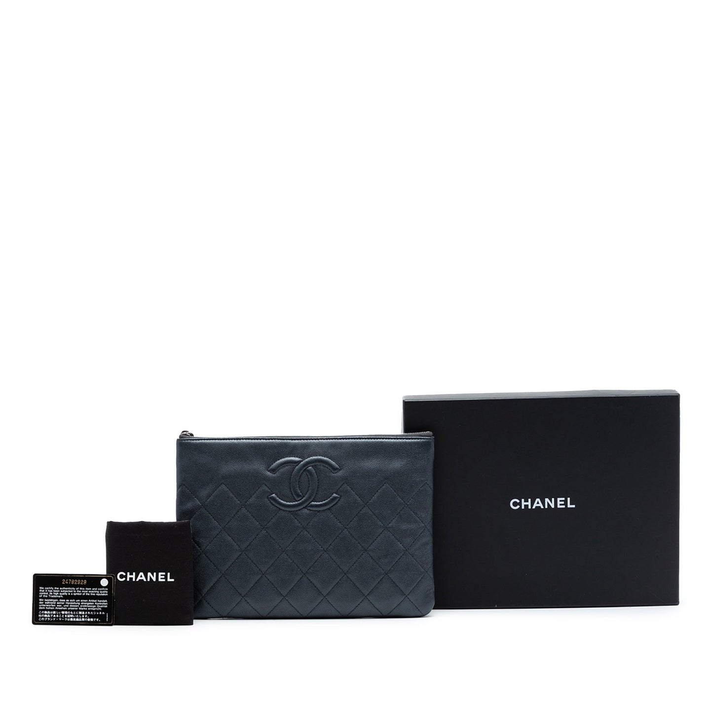 Chanel Medium CC Quilted Caviar O Case Clutch