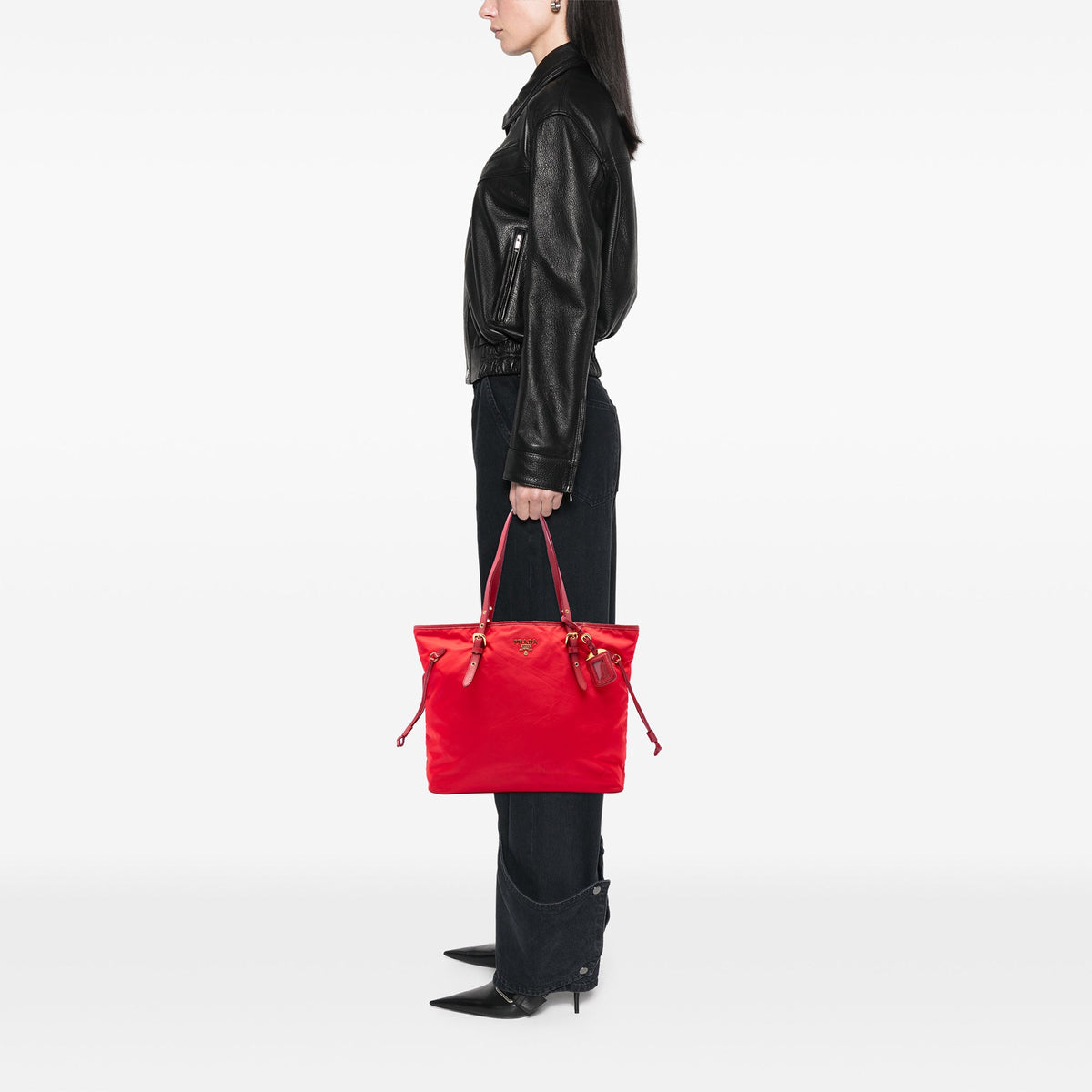 Prada Saffiano Trimmed Tessuto Tote