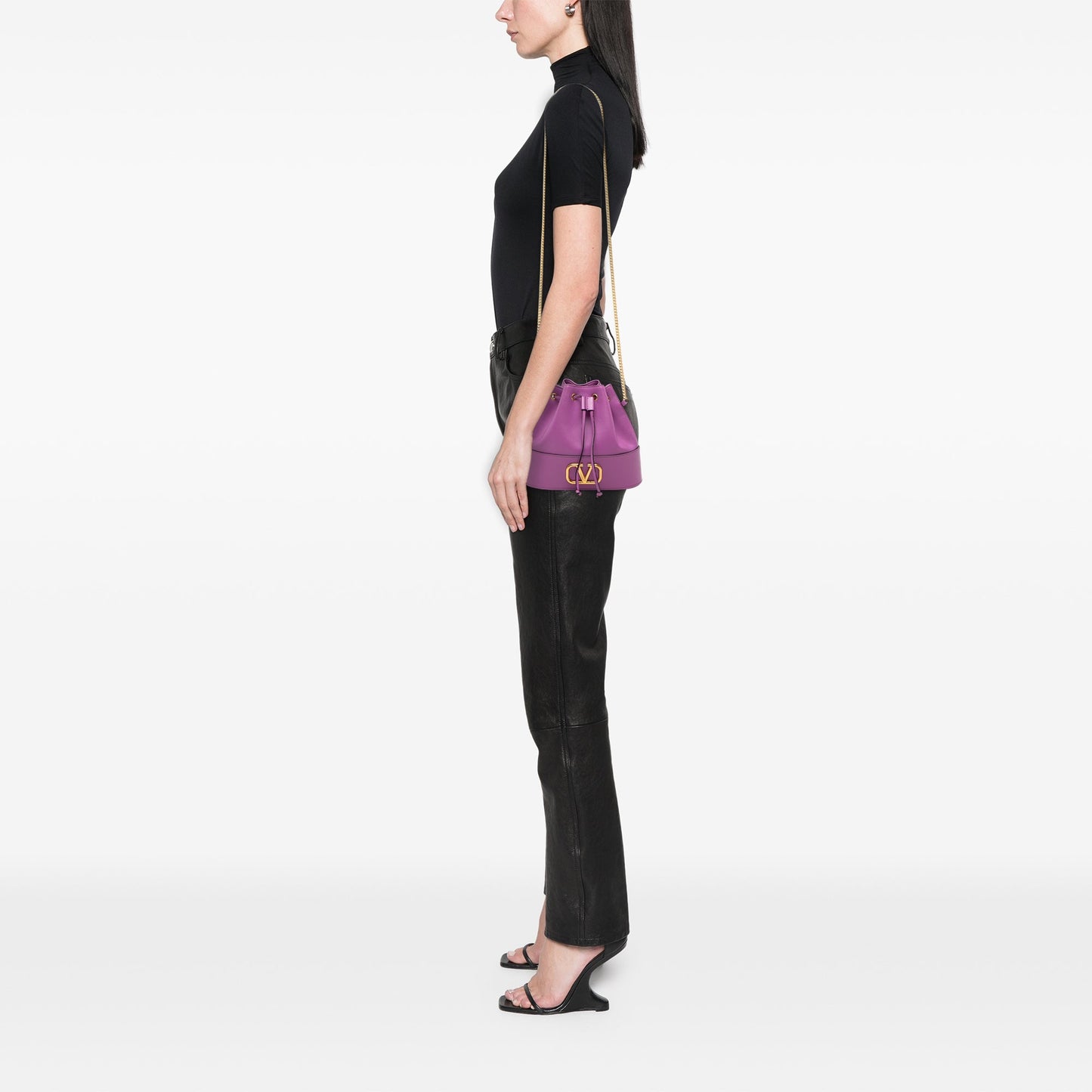 Valentino Mini Nappa VLogo Signature Chain Bucket Bag