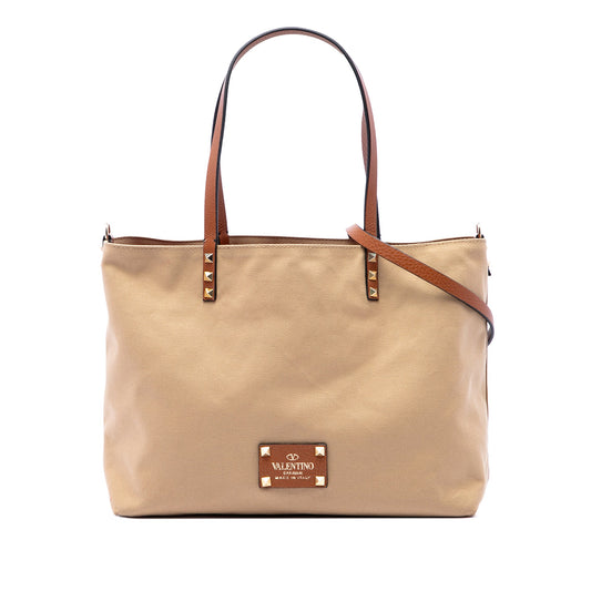 Valentino Canvas Rockstud Glam Lace Reversible Tote
