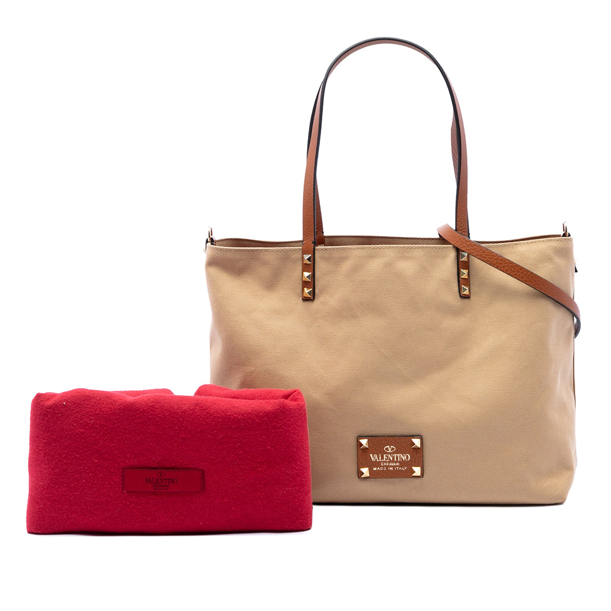 Valentino Canvas Rockstud Glam Lace Reversible Tote