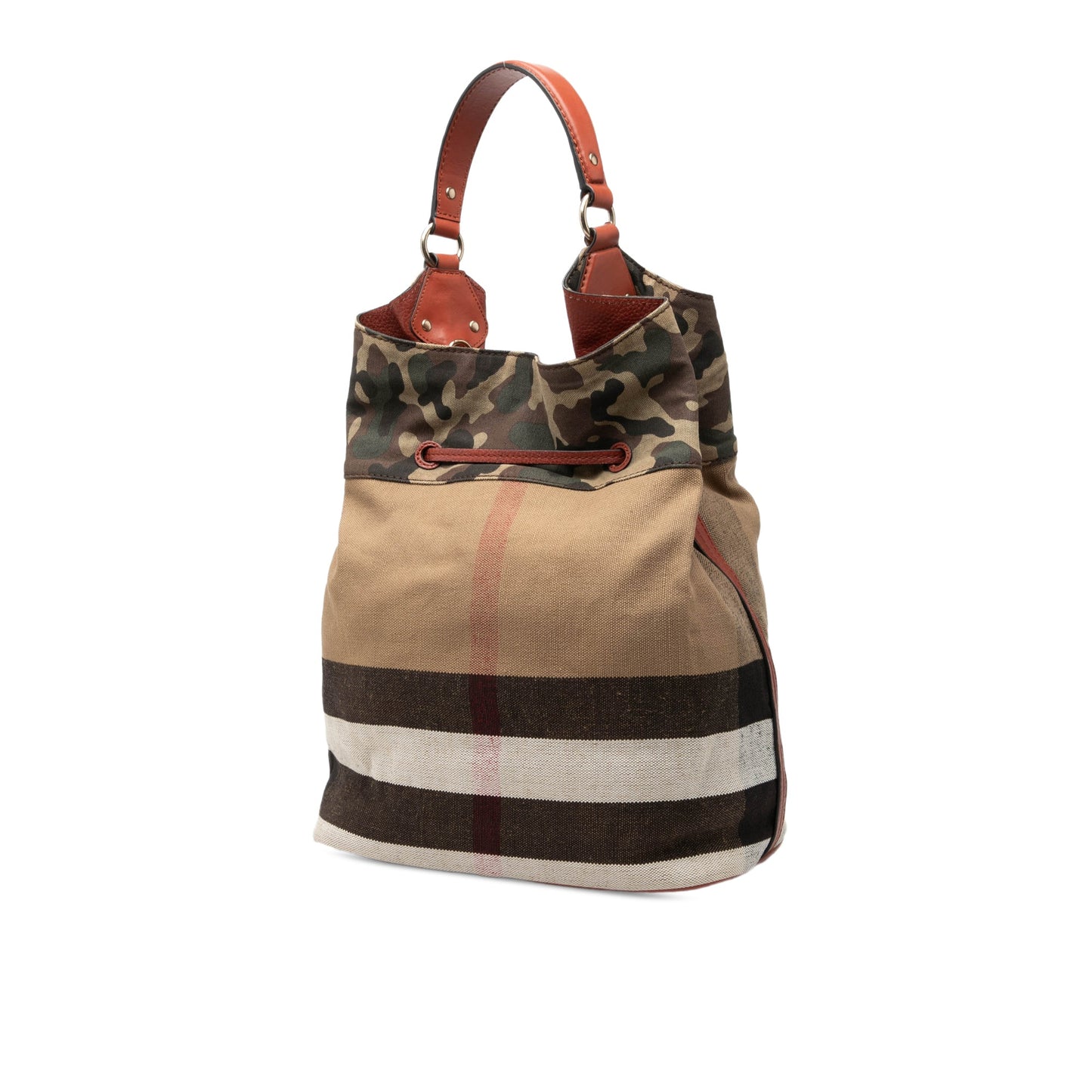 Burberry Mega Check Canvas Camouflage Susanna Tassel Bucket Bag