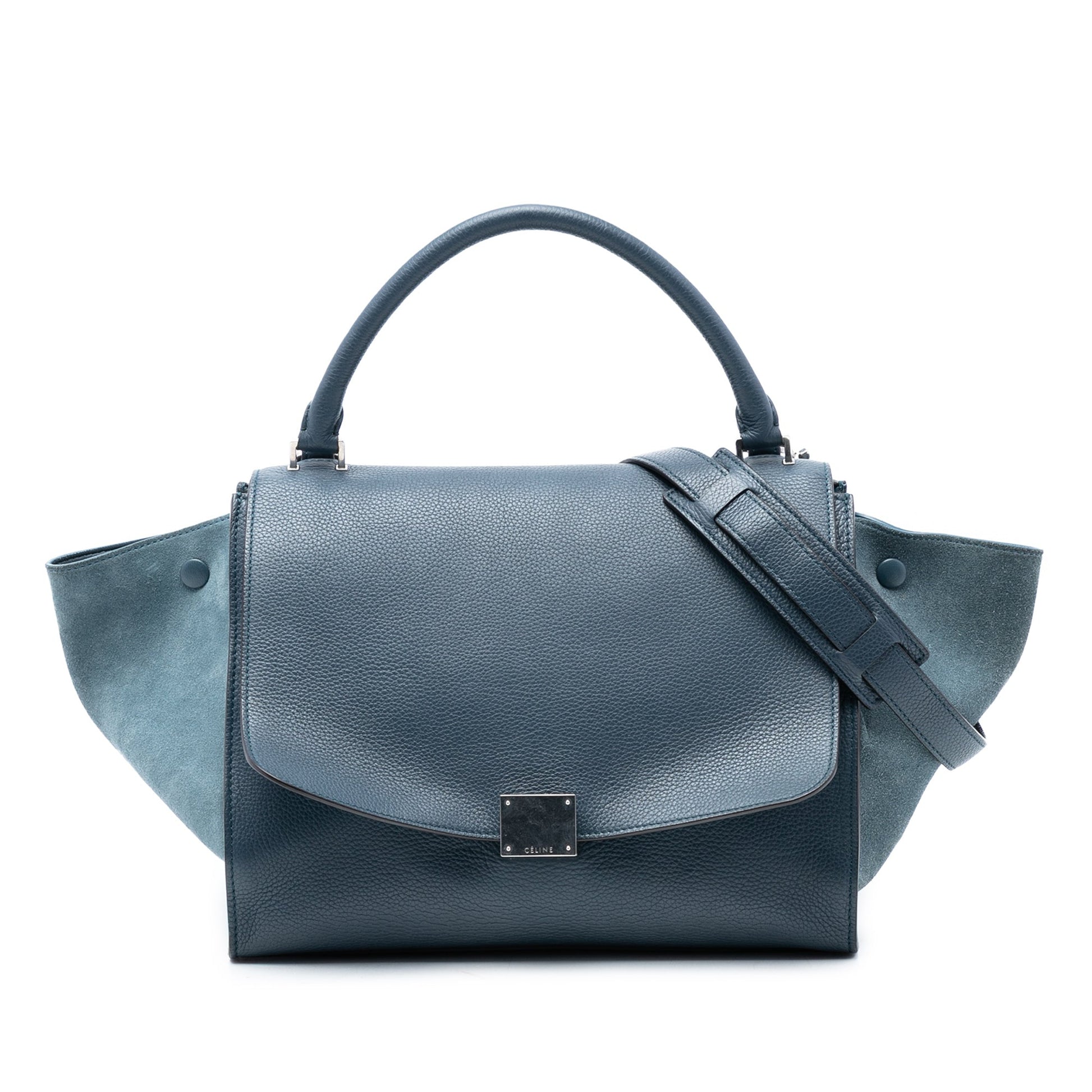 Celine Medium Calfskin and Suede Trapeze Satchel