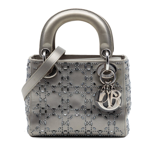 Dior Mini Satin Cannage Crystal Embellished Lady Dior