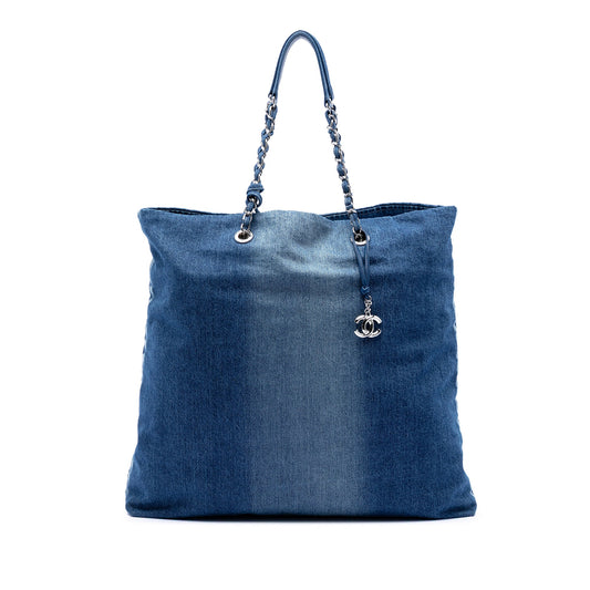 Chanel Printed Denim Shopping Tote