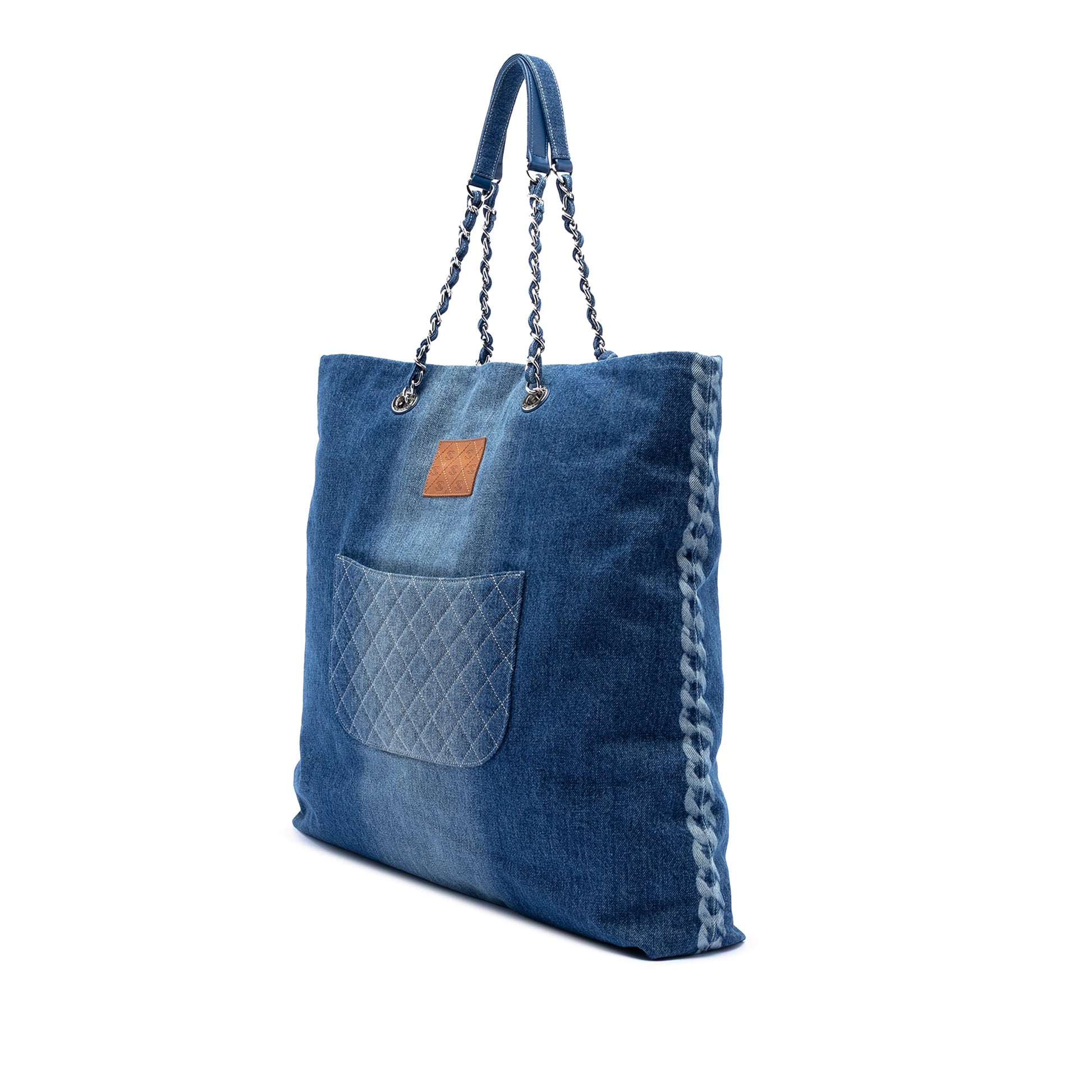 Chanel Printed Denim Shopping Tote