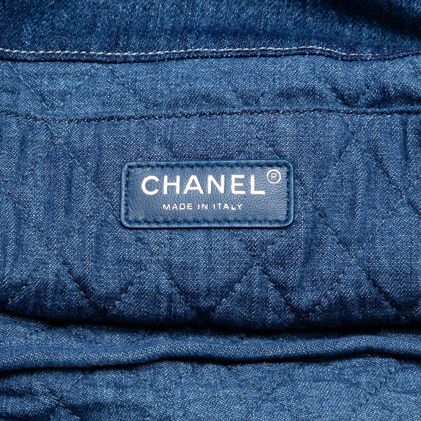 Chanel Printed Denim Shopping Tote