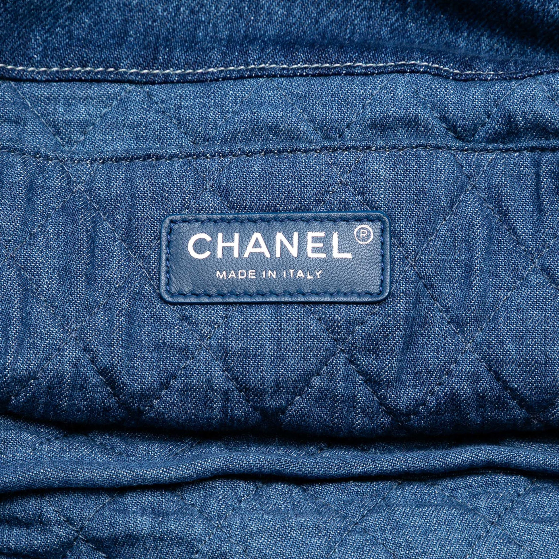 Chanel Printed Denim Shopping Tote