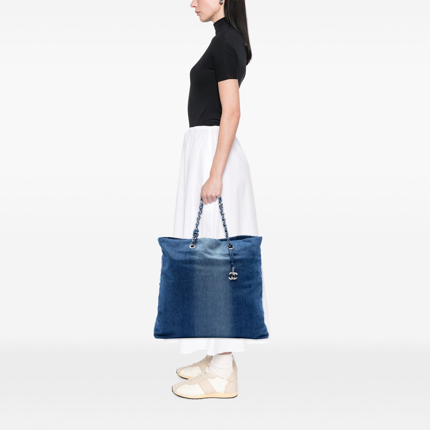 Chanel Printed Denim Shopping Tote