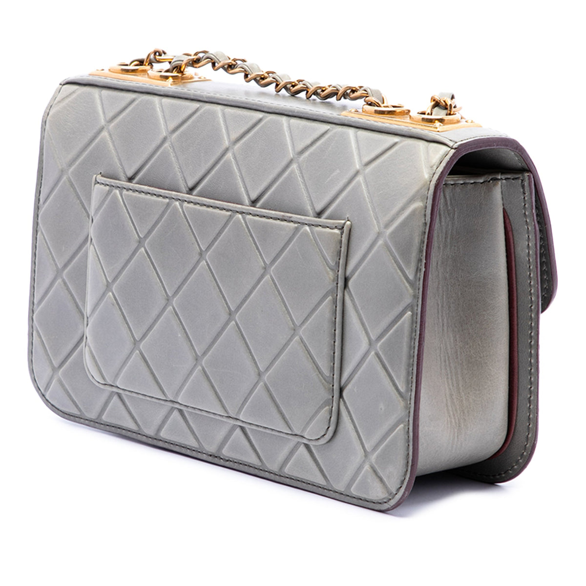 Chanel CC Quilted Debossed Calfskin Flap — Gray