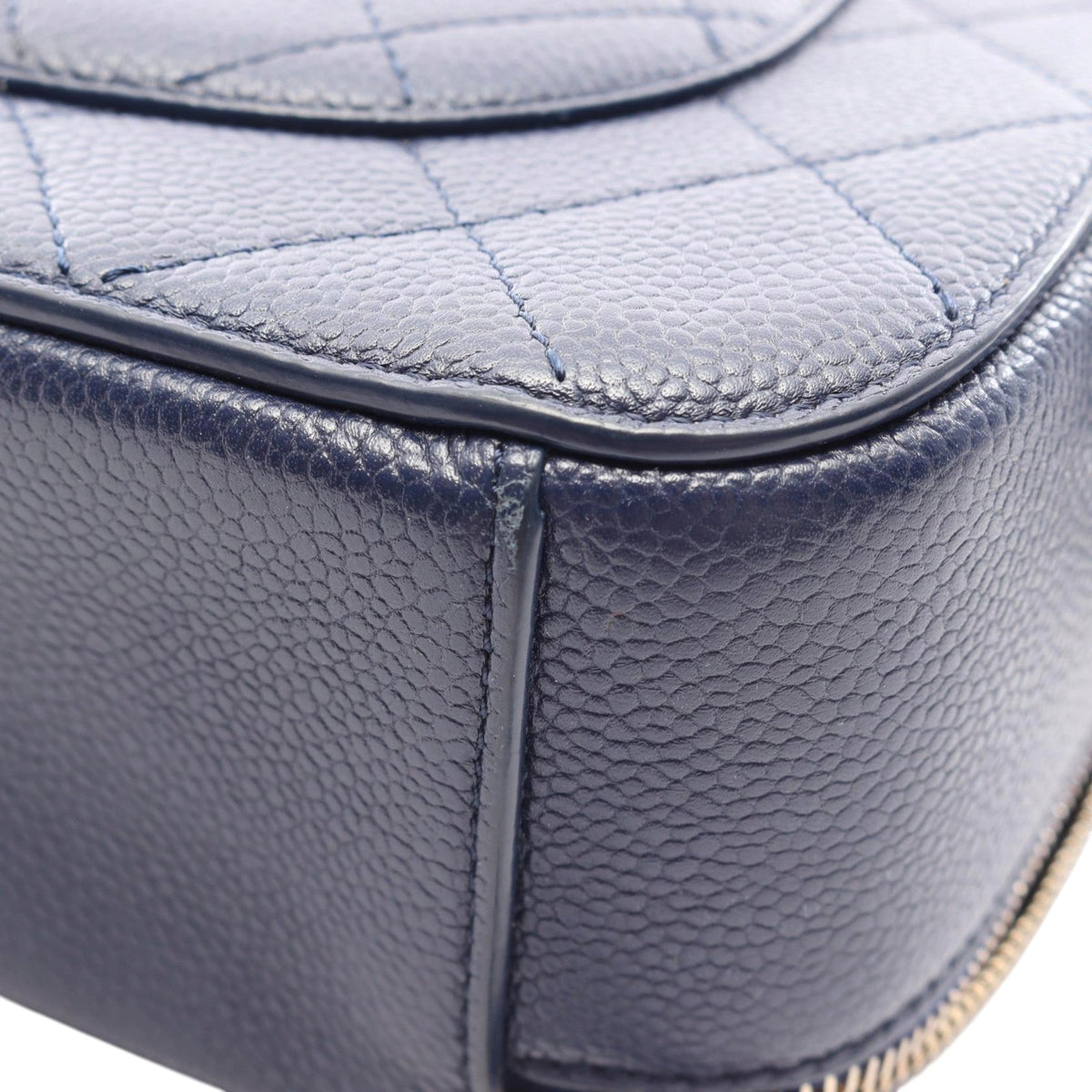 Chanel CC Quilted Caviar Top Handle Bag — Blue