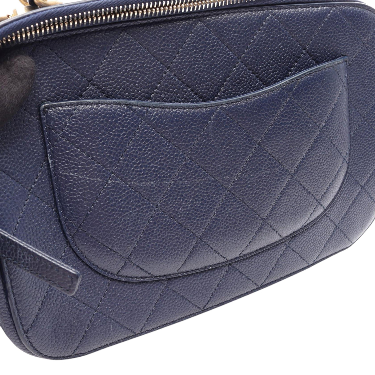 Chanel CC Quilted Caviar Top Handle Bag — Blue