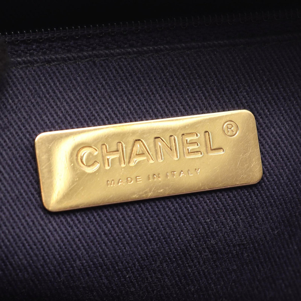 Chanel CC Quilted Caviar Top Handle Bag — Blue