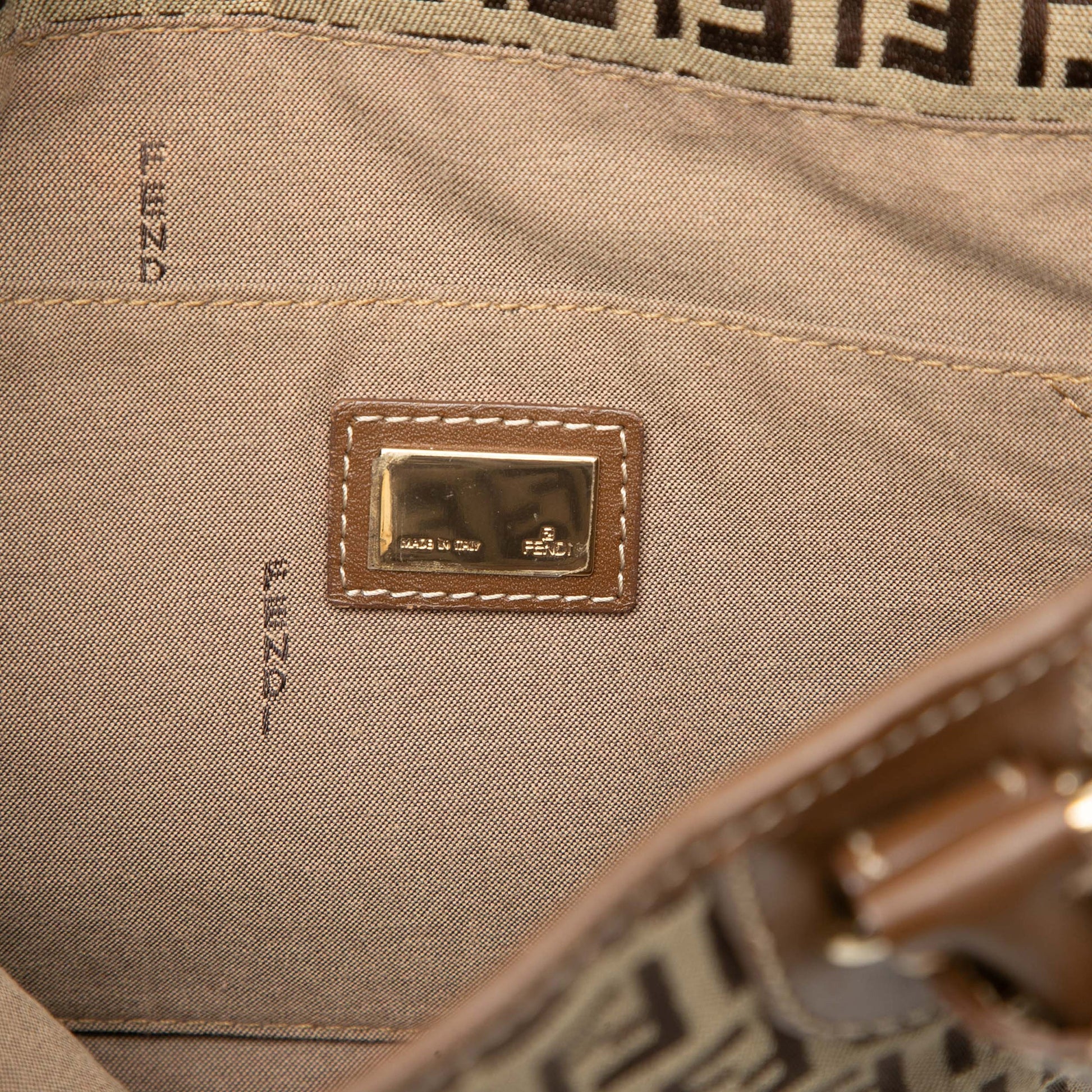 Fendi Zucchino Canvas Chef Front Pocket Shopping Tote