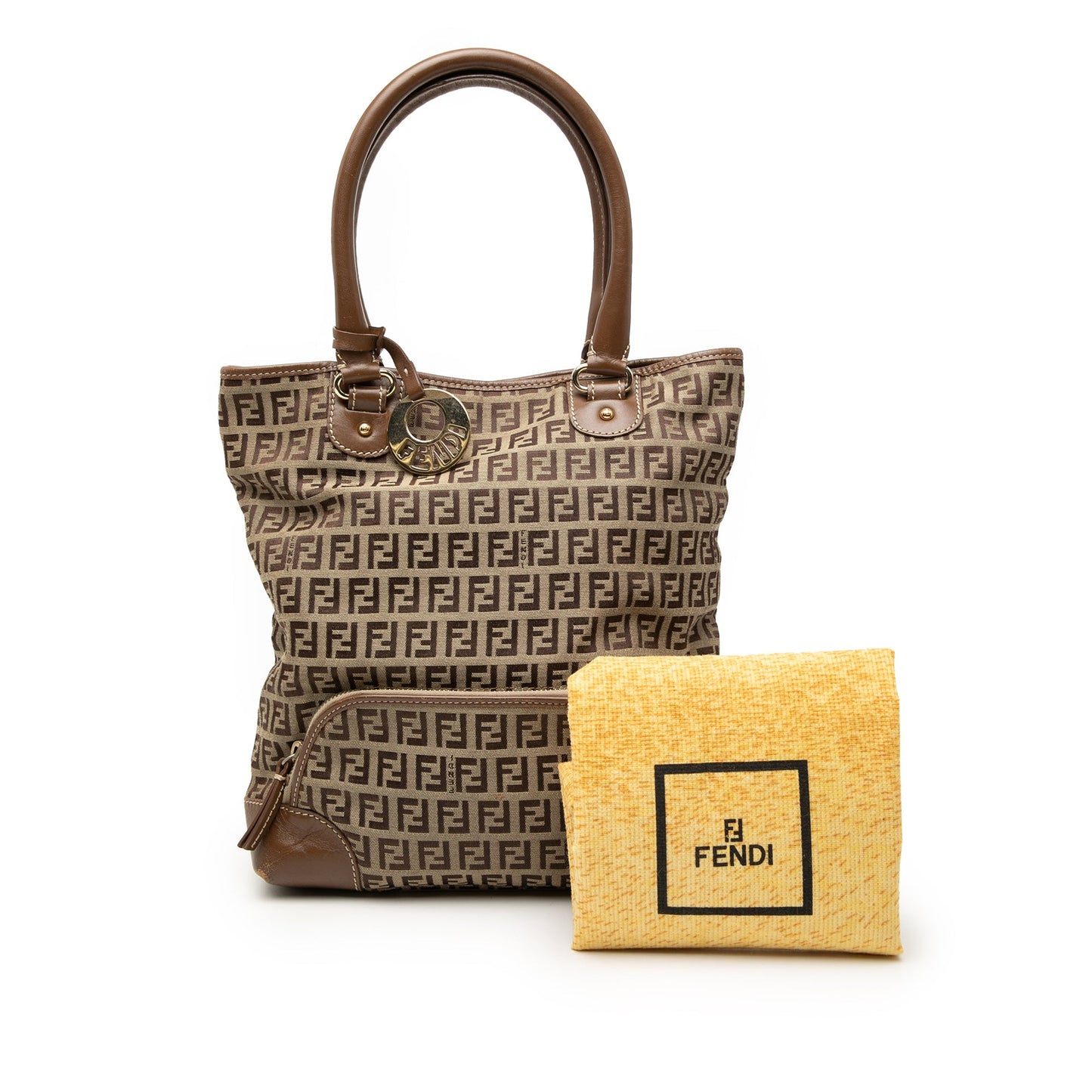Fendi Zucchino Canvas Chef Front Pocket Shopping Tote