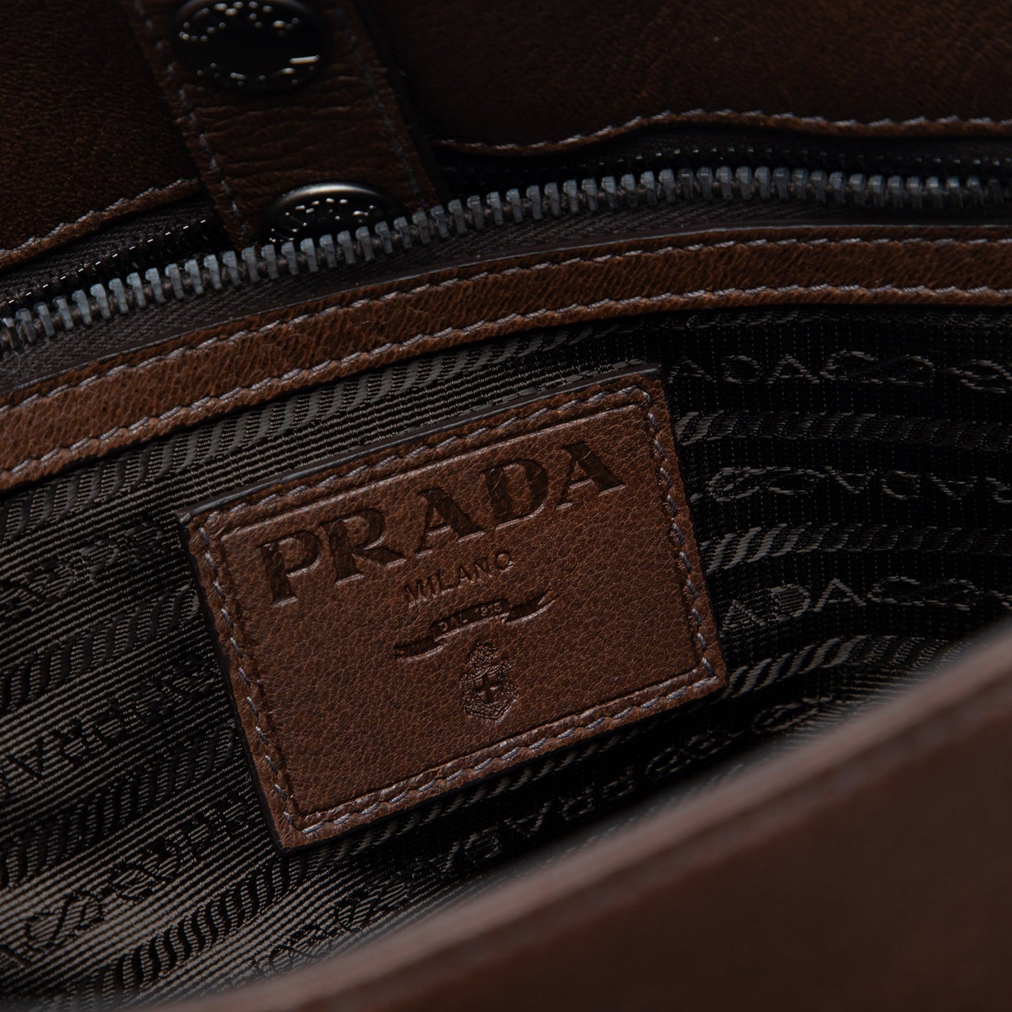 Prada Leather Buckle Messenger Bag