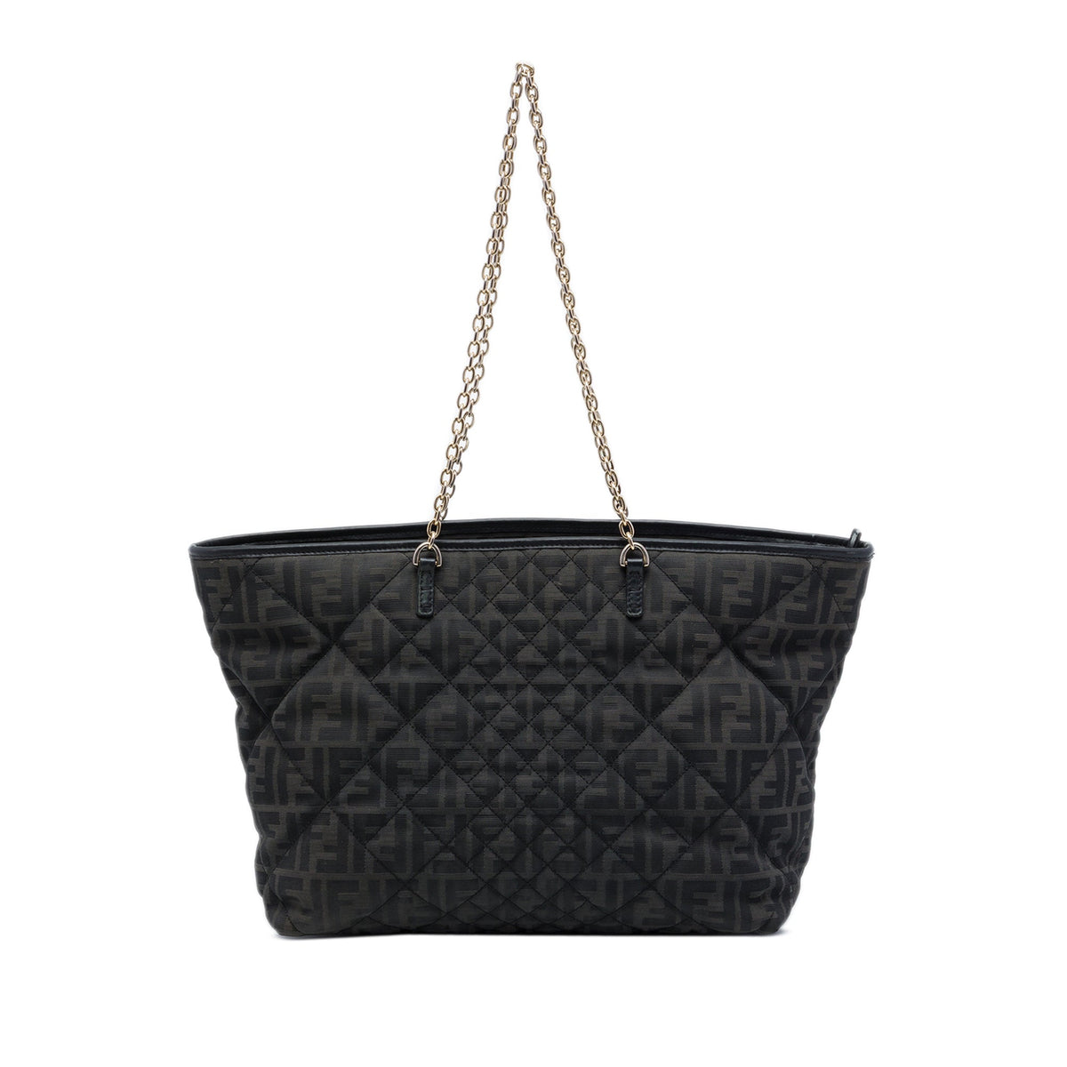 Fendi Medium Quilted Zucca Canvas Chain Roll Tote