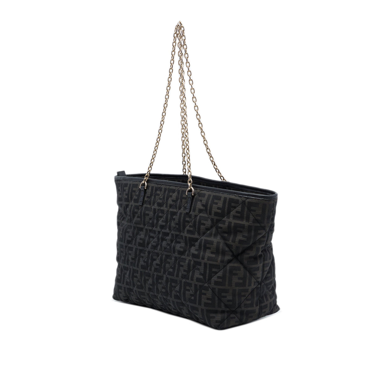 Fendi Medium Quilted Zucca Canvas Chain Roll Tote