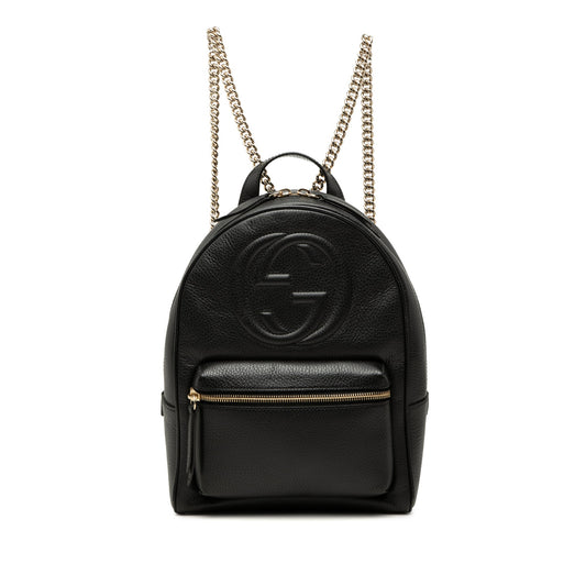 Gucci Pebbled Calfskin Soho Chain Backpack