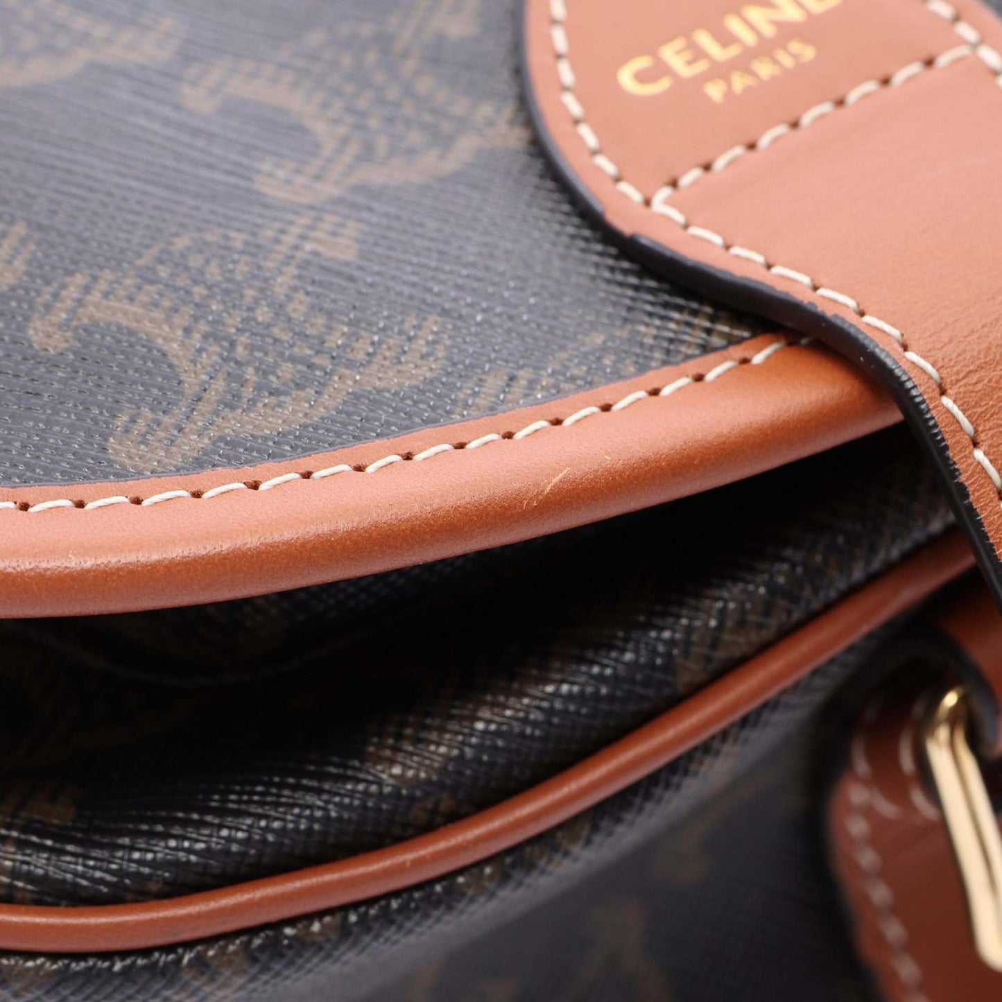 Celine Medium Triomphe Coated Canvas Folco Crossbody