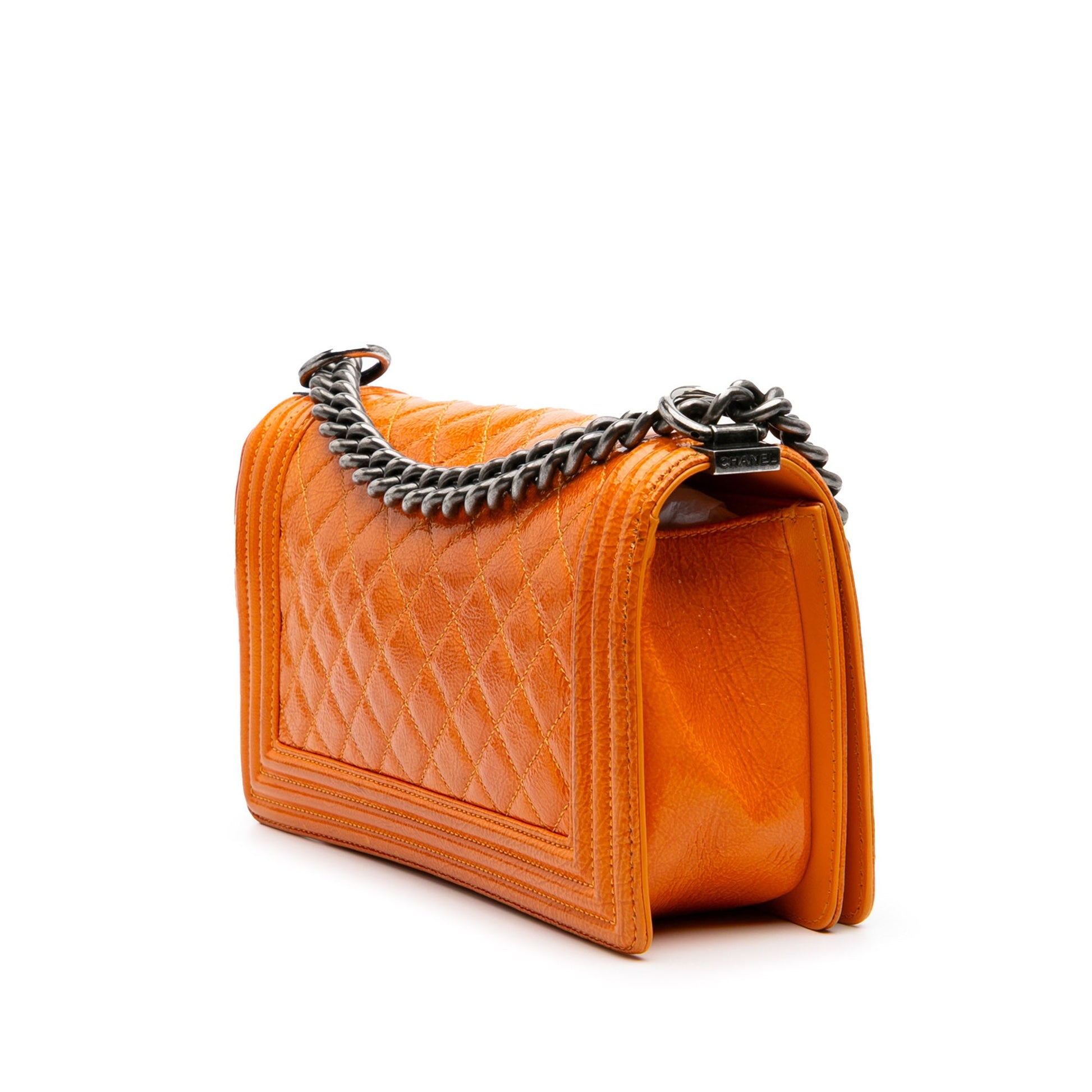 Chanel Old Medium Quilted Patent Boy Flap