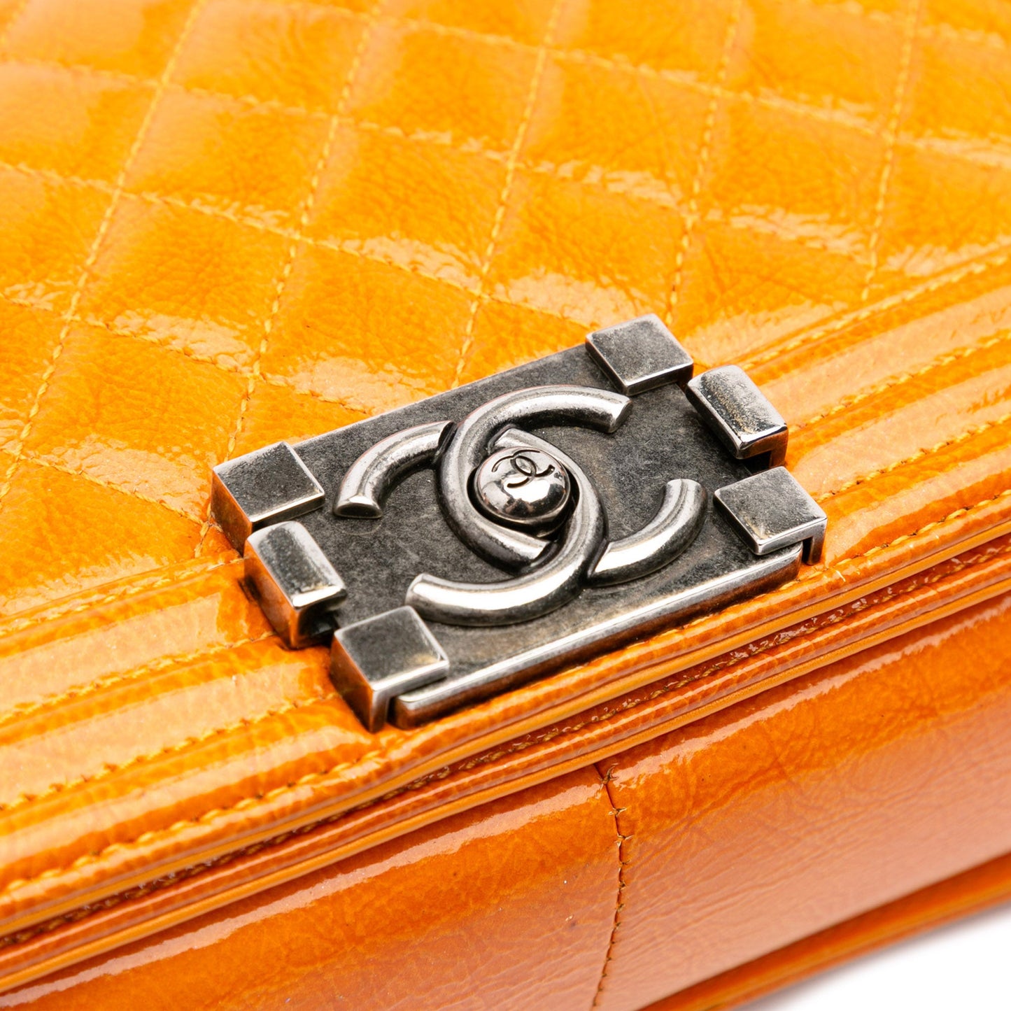 Chanel Old Medium Quilted Patent Boy Flap