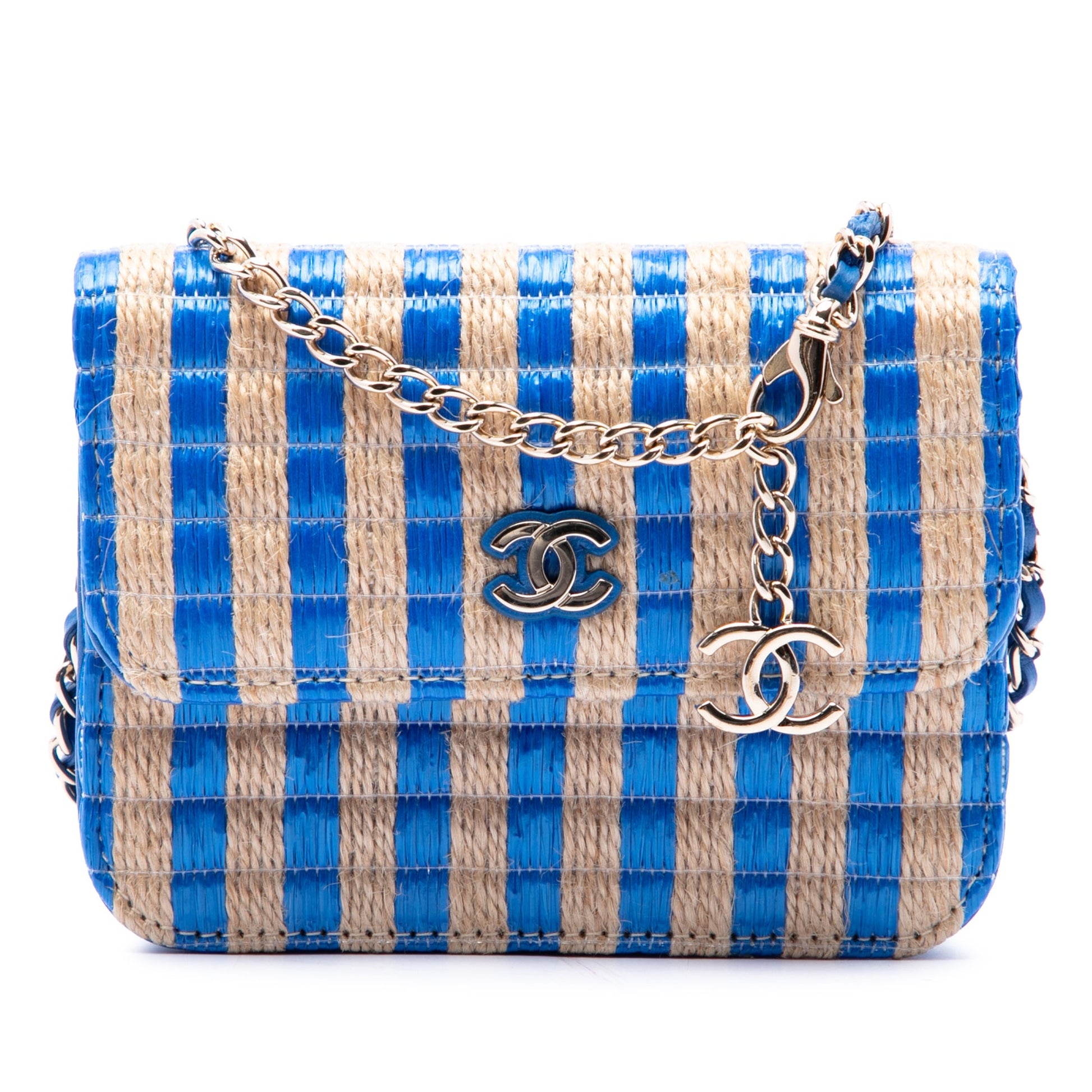Chanel CC Raffia and Jute Striped Belt Bag