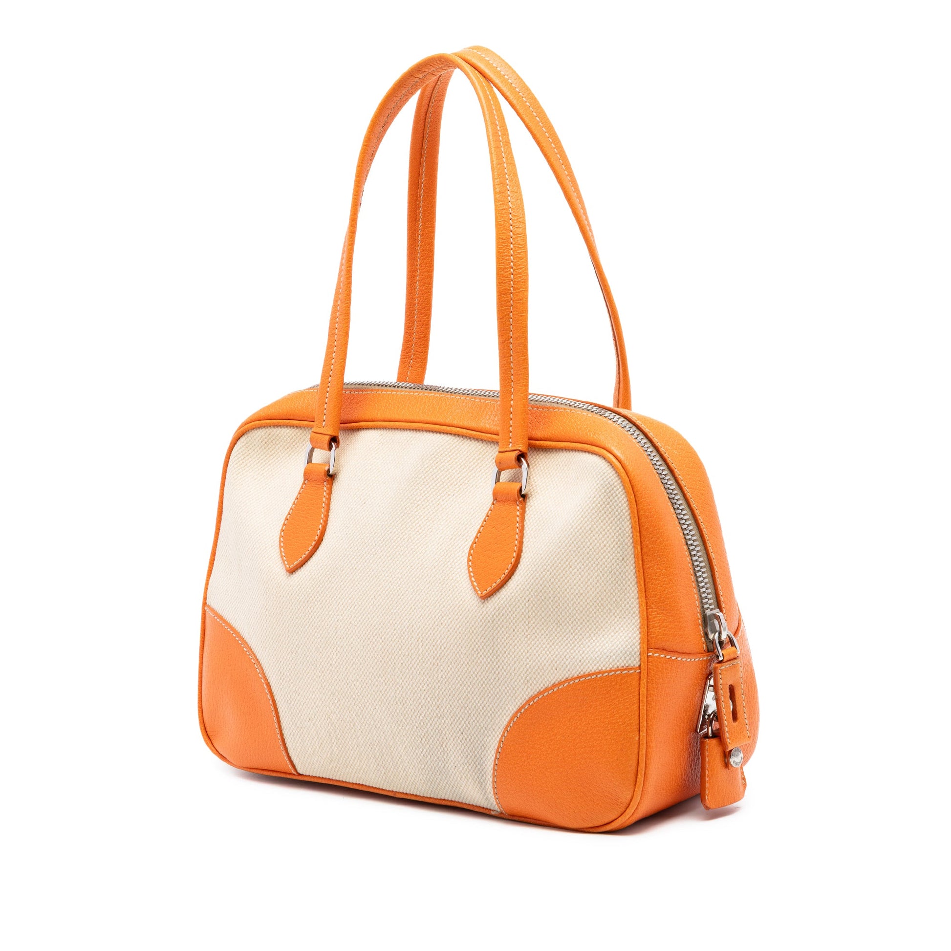 Prada Cinghiale Trimmed Canapa Handbag