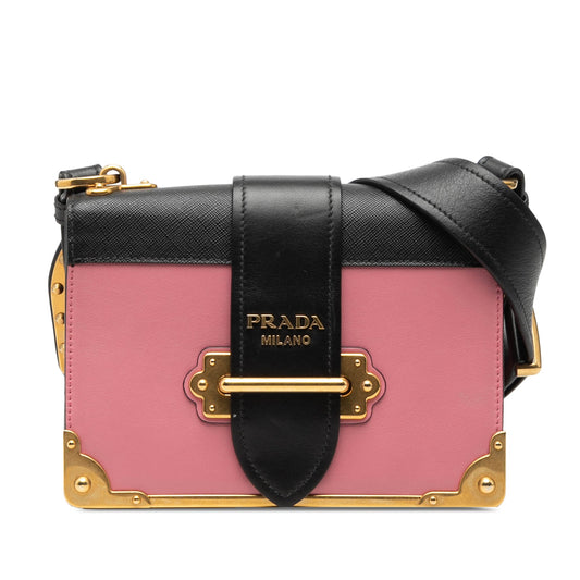 Prada Saffiano Trimmed City Calf Cahier Crossbody