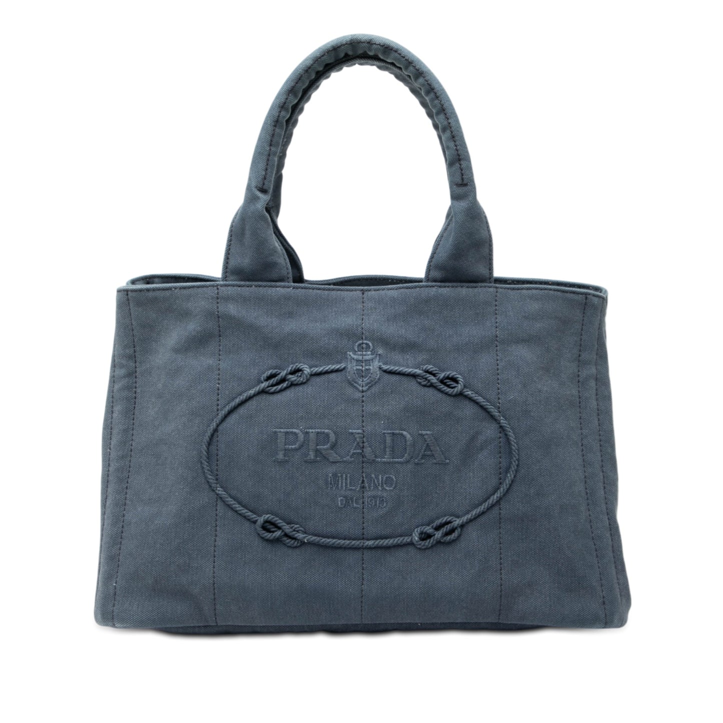 Prada Denim Canapa Logo Tote