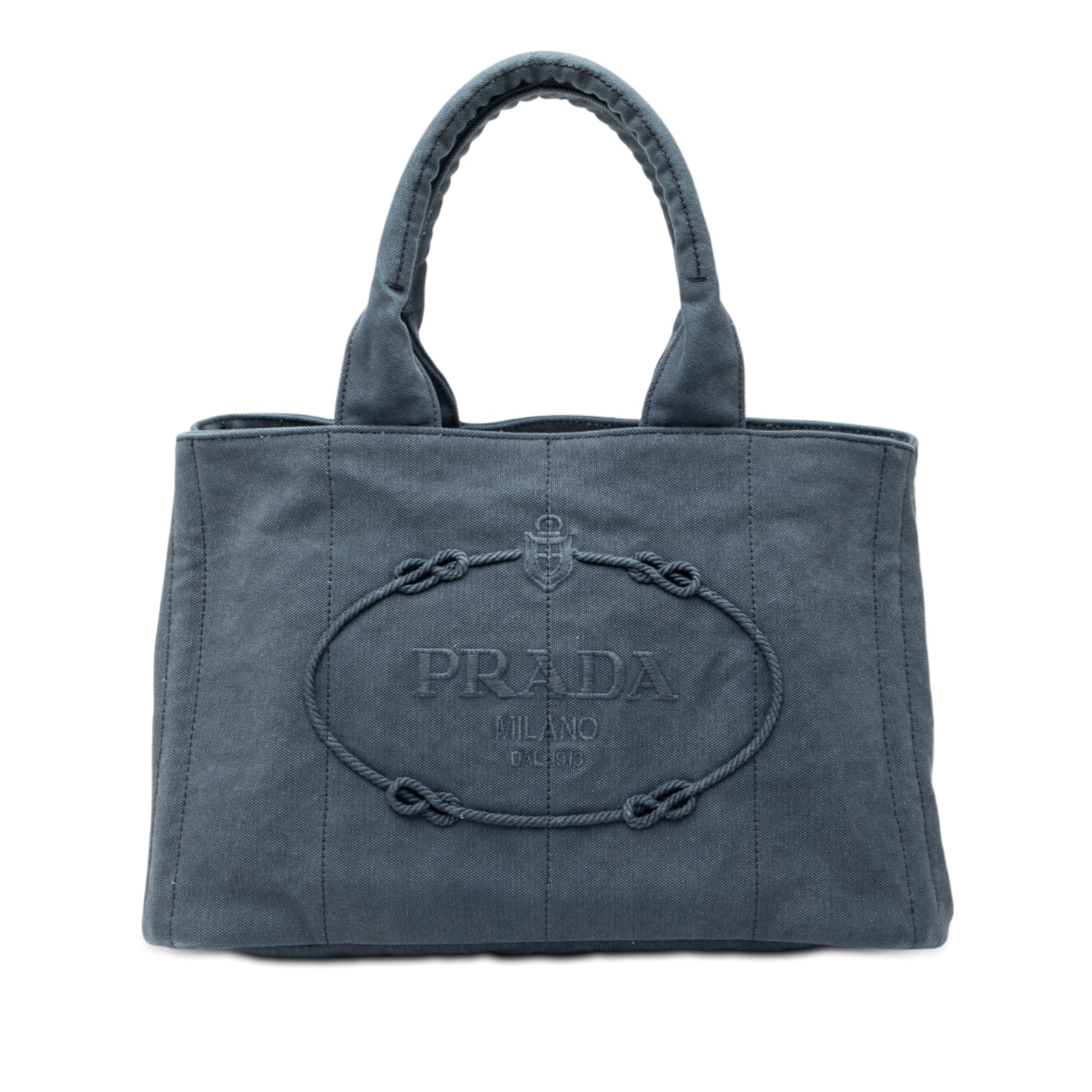 Prada Denim Canapa Logo Tote