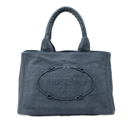 Prada Denim Canapa Logo Tote