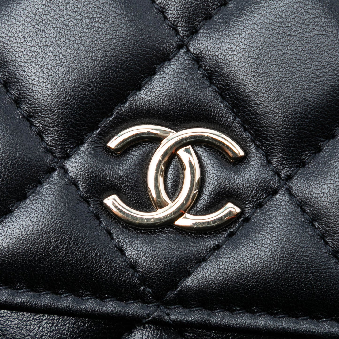 Quilted Lambskin Camellia Bow Card Holder On Chain