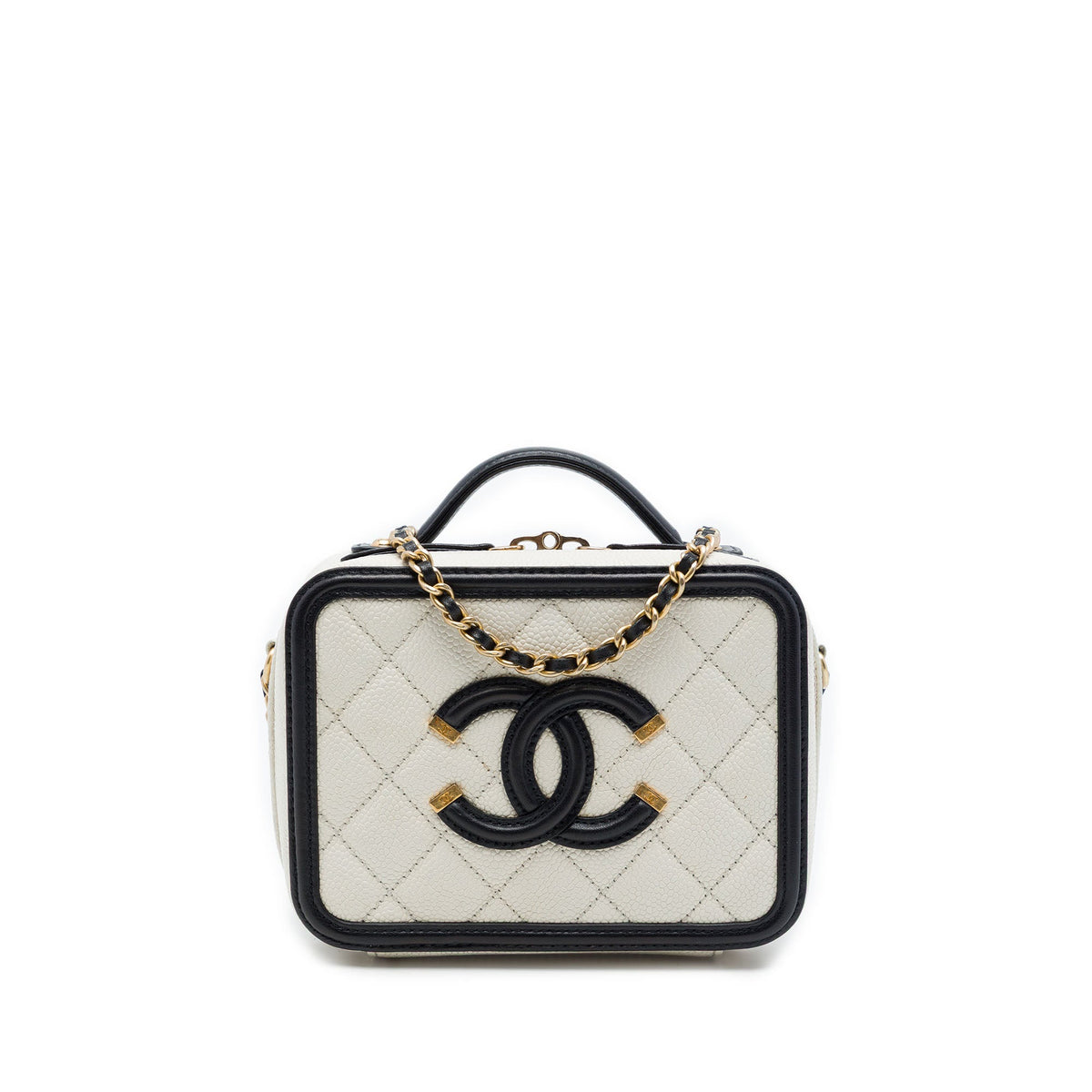 Chanel Small Caviar CC Filigree Vanity Case — White