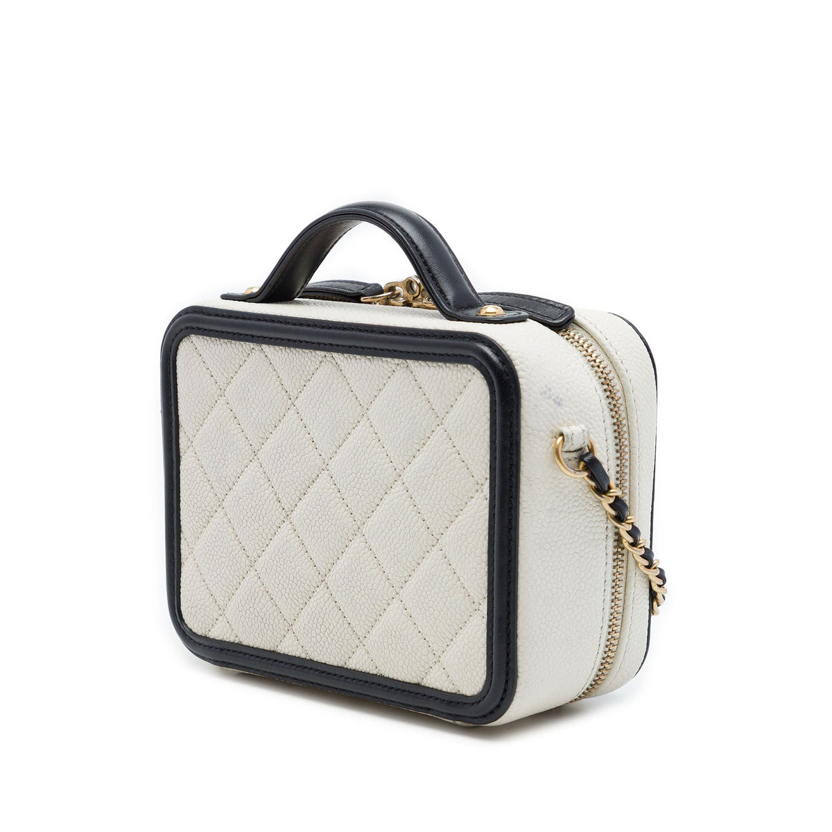 Chanel Small Caviar CC Filigree Vanity Case — White