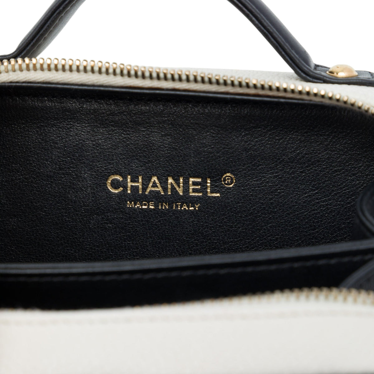 Chanel Small Caviar CC Filigree Vanity Case — White