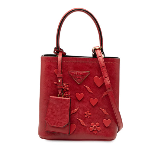 Prada Small Embellished Saffiano Cuir Panier Satchel