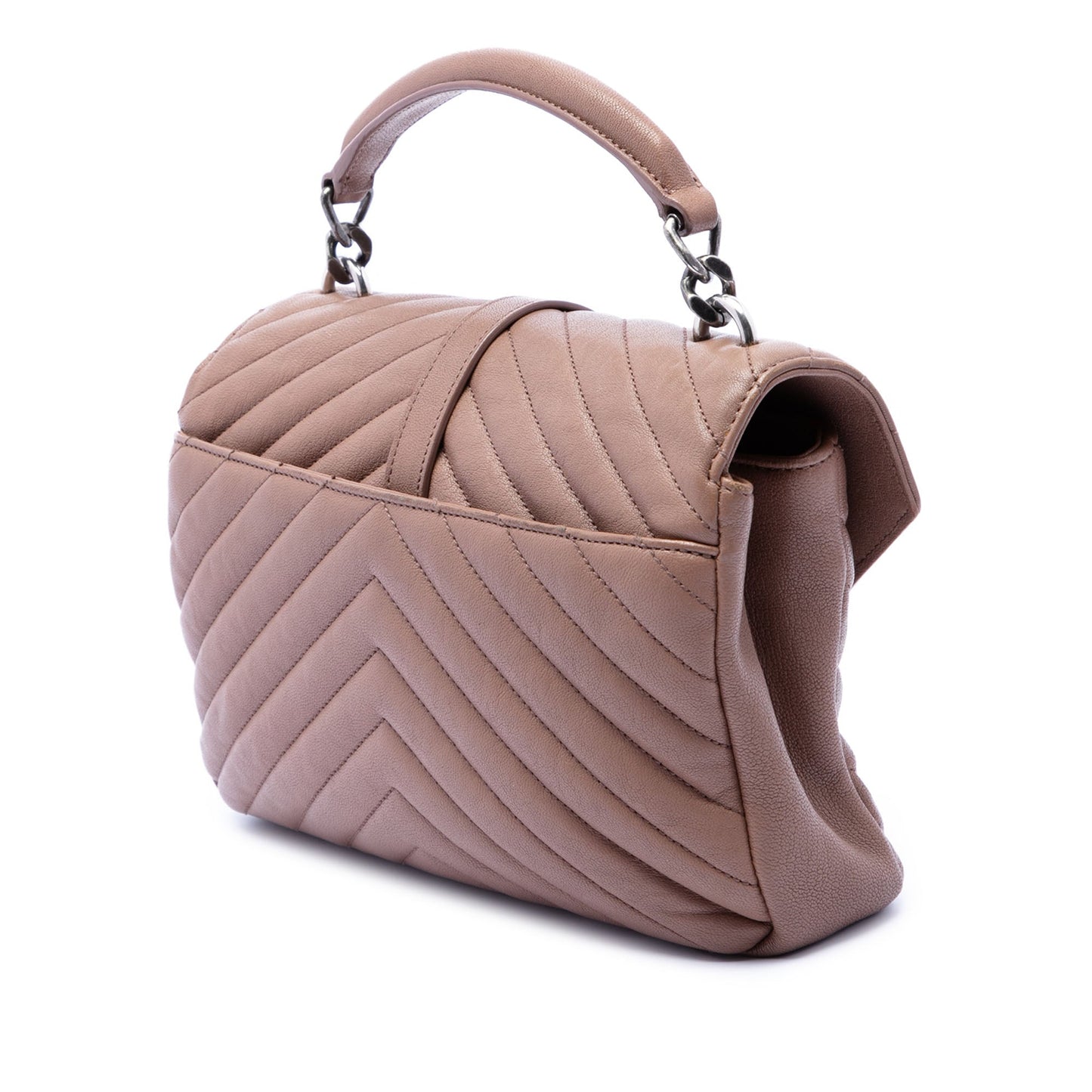 Saint Laurent Medium Chevron Sheepskin Monogram College Satchel