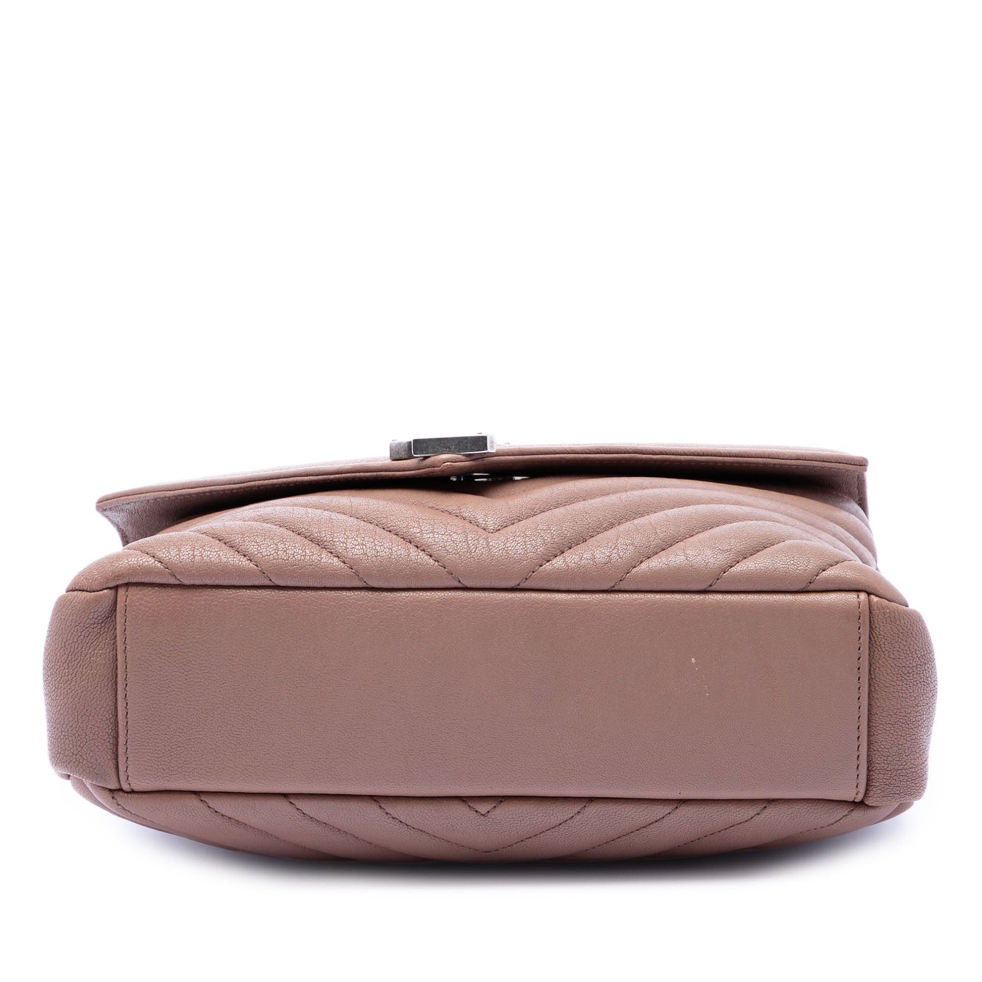 Saint Laurent Medium Chevron Sheepskin Monogram College Satchel