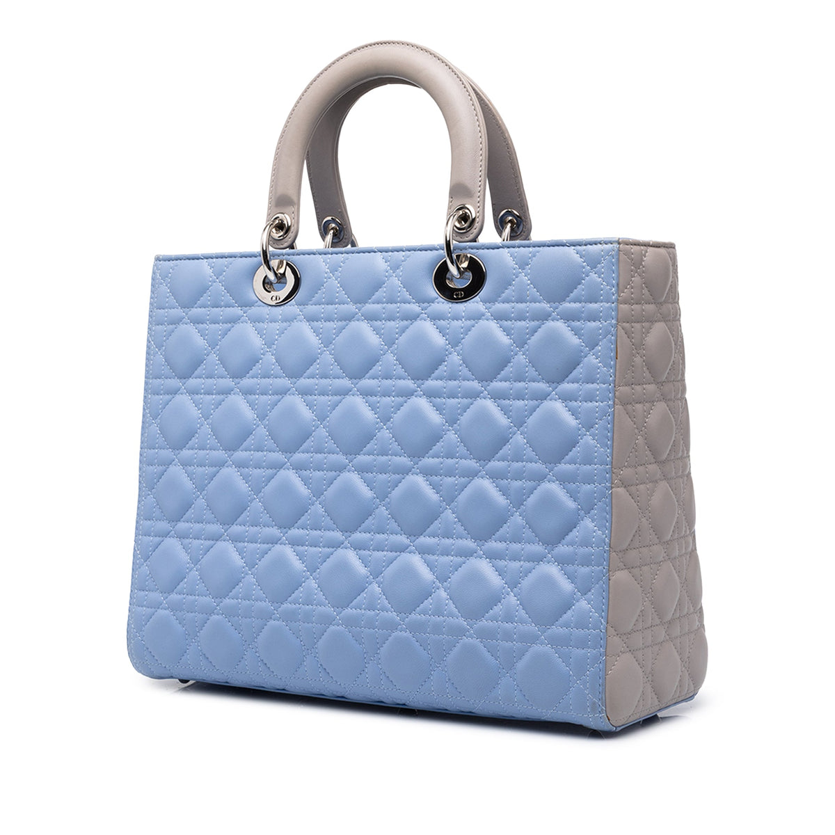 Dior Large Bicolor Lambskin Cannage Lady Dior — Blue