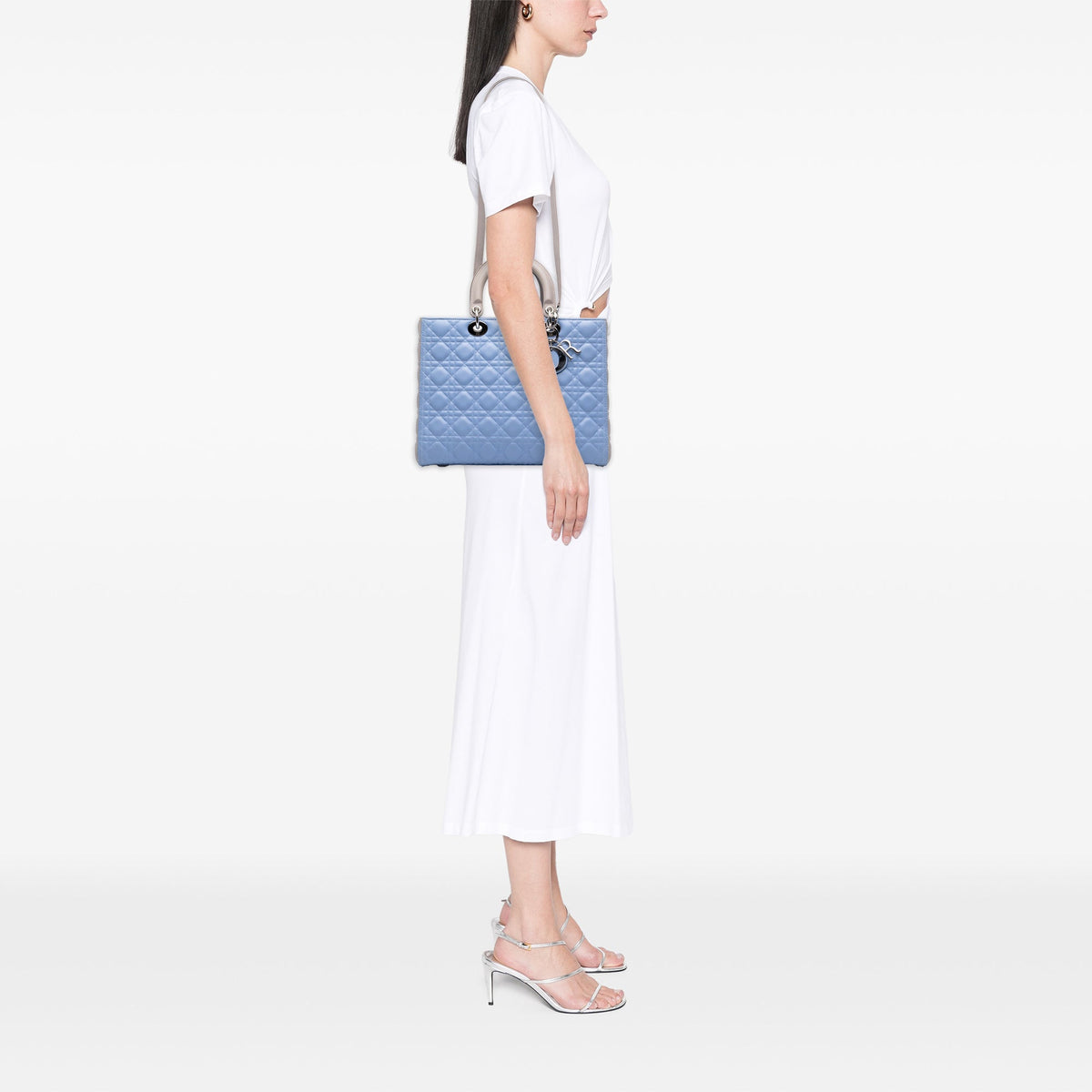 Dior Large Bicolor Lambskin Cannage Lady Dior — Blue