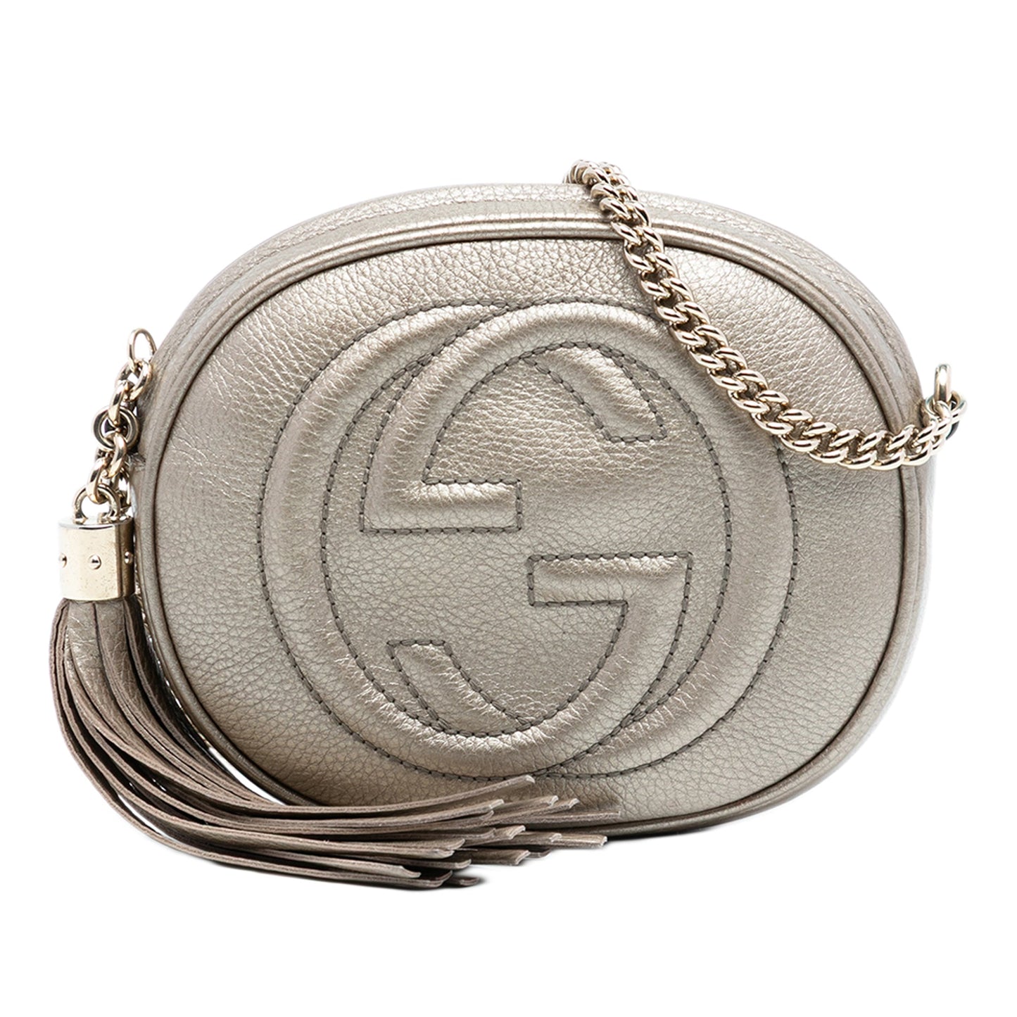 Gucci Mini Metallic Pebbled Calfskin Soho Chain Crossbody