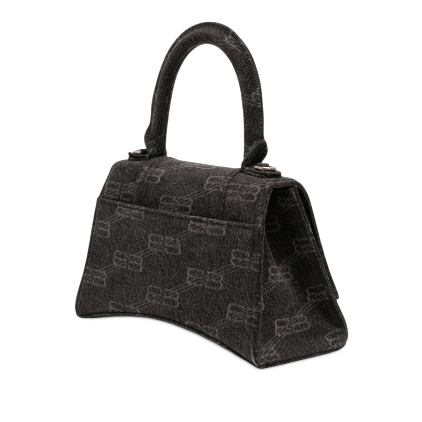 Balenciaga Small BB Monogram Denim Hourglass Top Handle Bag