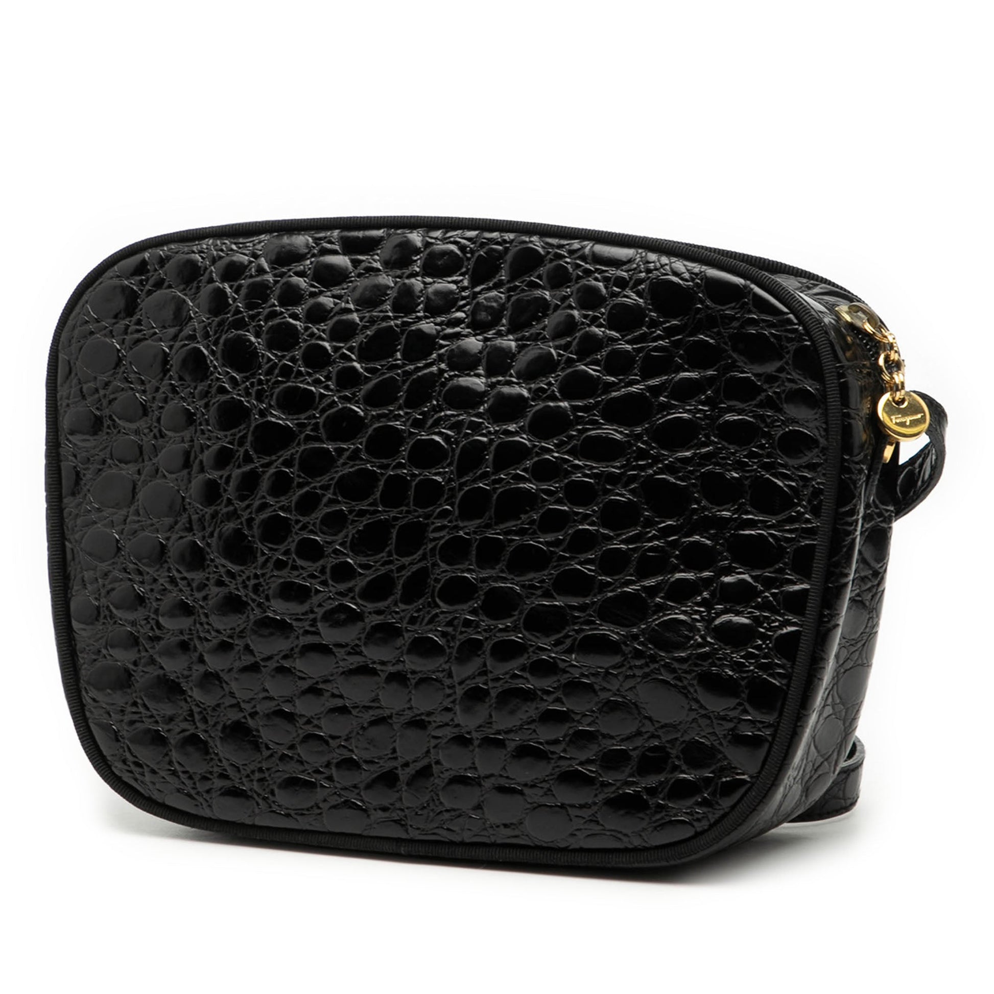 Ferragamo Croc Embossed Calfskin Vara Crossbody