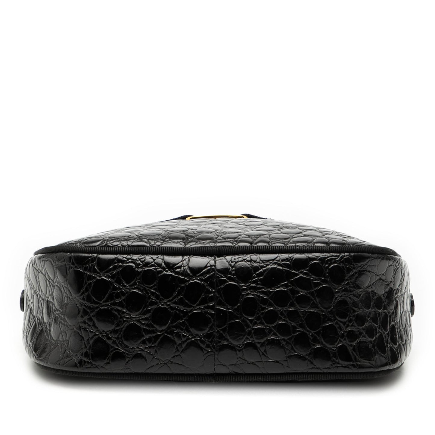 Ferragamo Croc Embossed Calfskin Vara Crossbody
