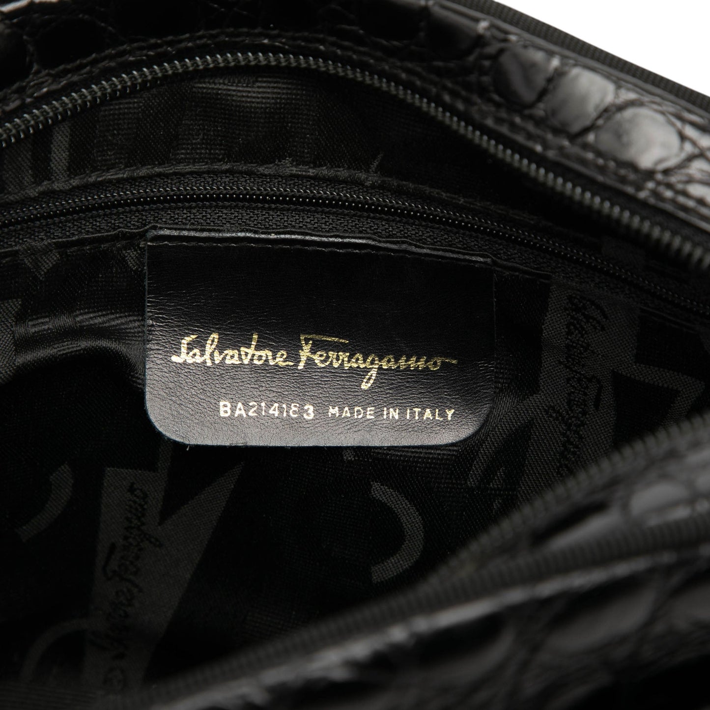 Ferragamo Croc Embossed Calfskin Vara Crossbody